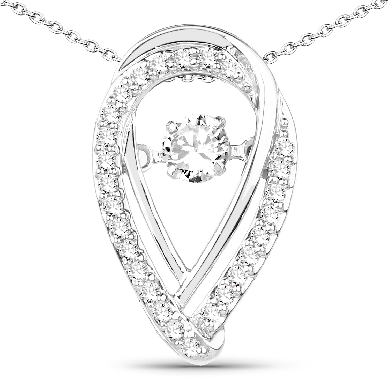 0.34 Carat Genuine White Diamond 14K White Gold Pendant (G-H Color, SI1-SI2 Clarity)