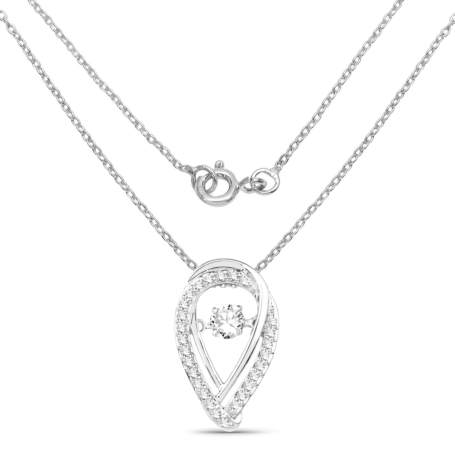 0.34 Carat Genuine White Diamond 14K White Gold Pendant (G-H Color, SI1-SI2 Clarity)