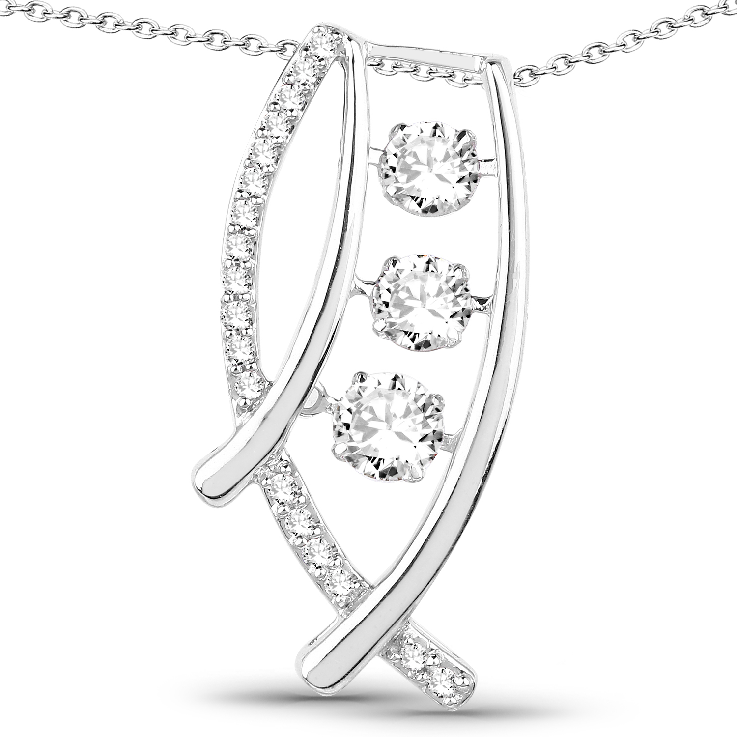 0.82 Carat Genuine White Diamond 14K White Gold Pendant (G-H Color, SI1-SI2 Clarity)