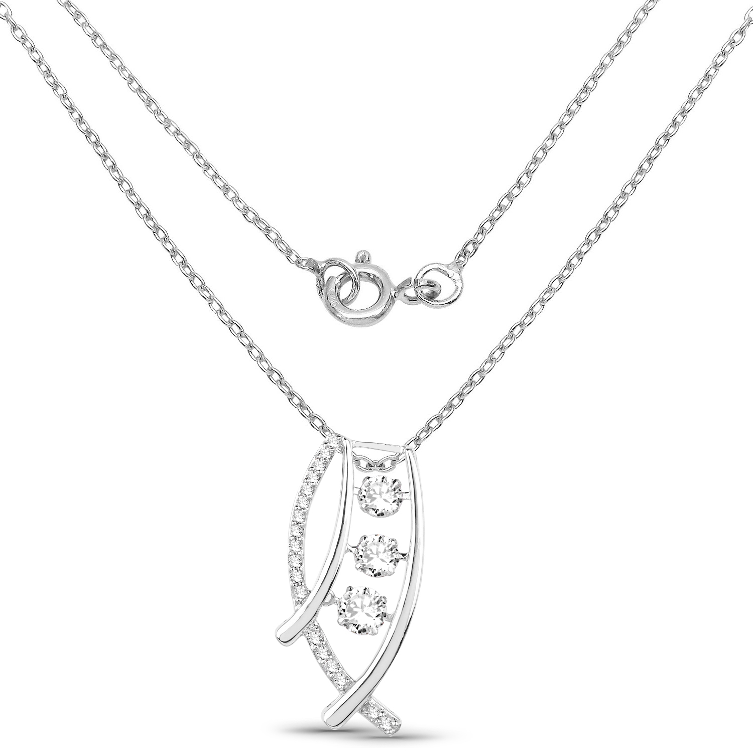 0.82 Carat Genuine White Diamond 14K White Gold Pendant (G-H Color, SI1-SI2 Clarity)