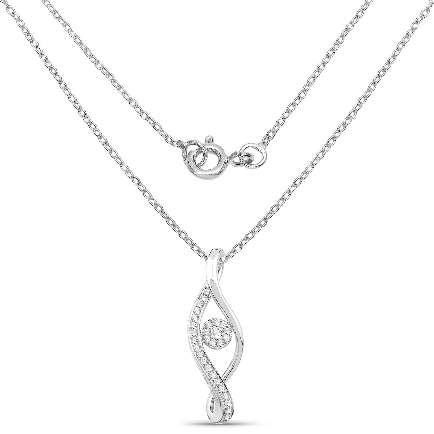 0.36 Carat Genuine White Diamond 14K White Gold Pendant (G-H Color, SI1-SI2 Clarity)