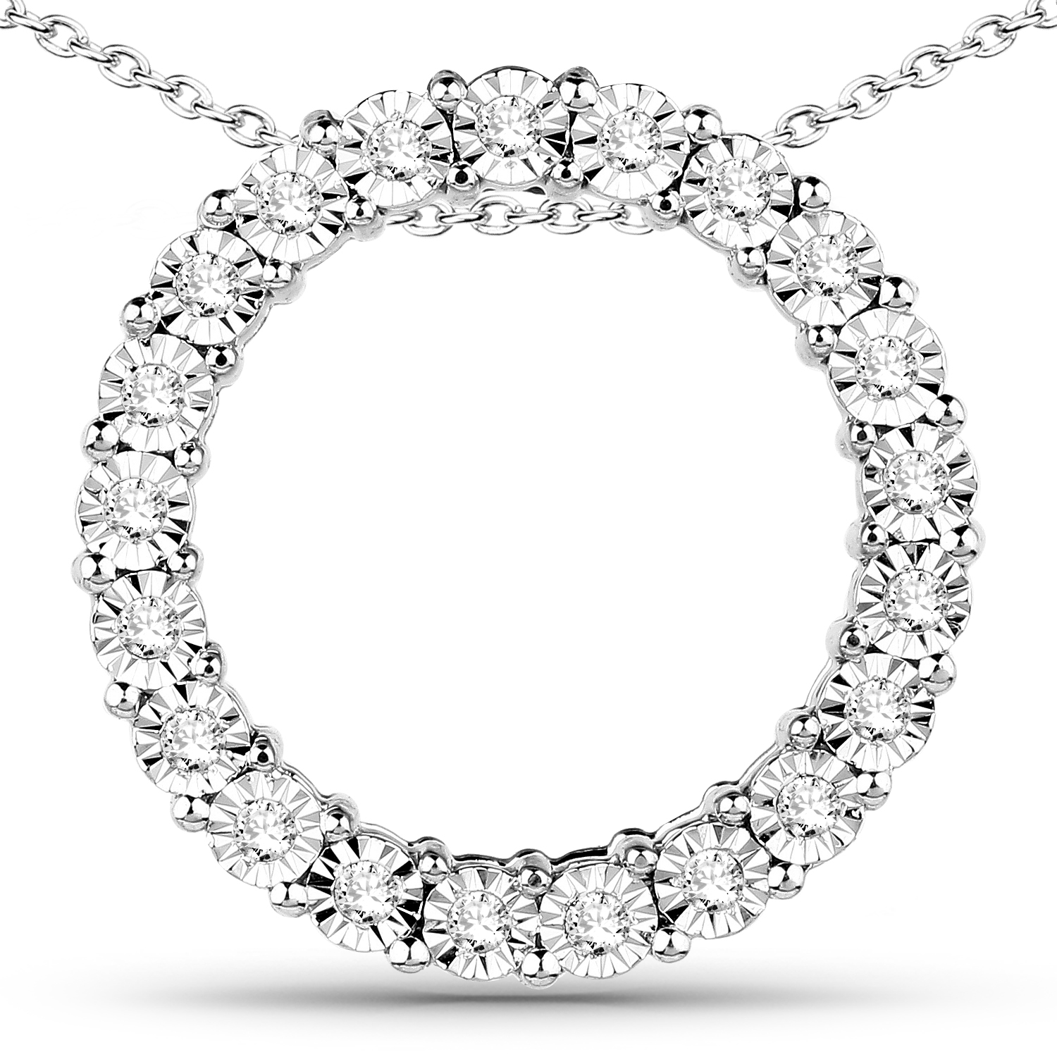 0.18 Carat Genuine White Diamond 14K White Gold Pendant (G-H Color, SI1-SI2 Clarity)