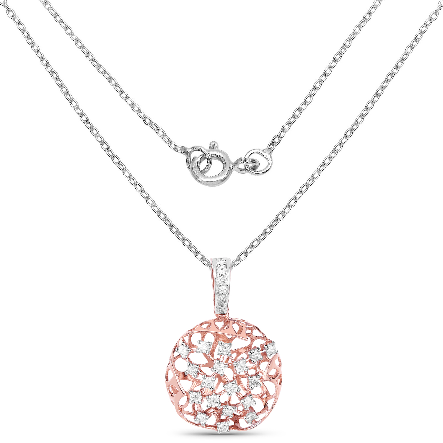0.60 Carat Genuine White Diamond 14K Rose Gold Pendant (G-H Color, SI1-SI2 Clarity)