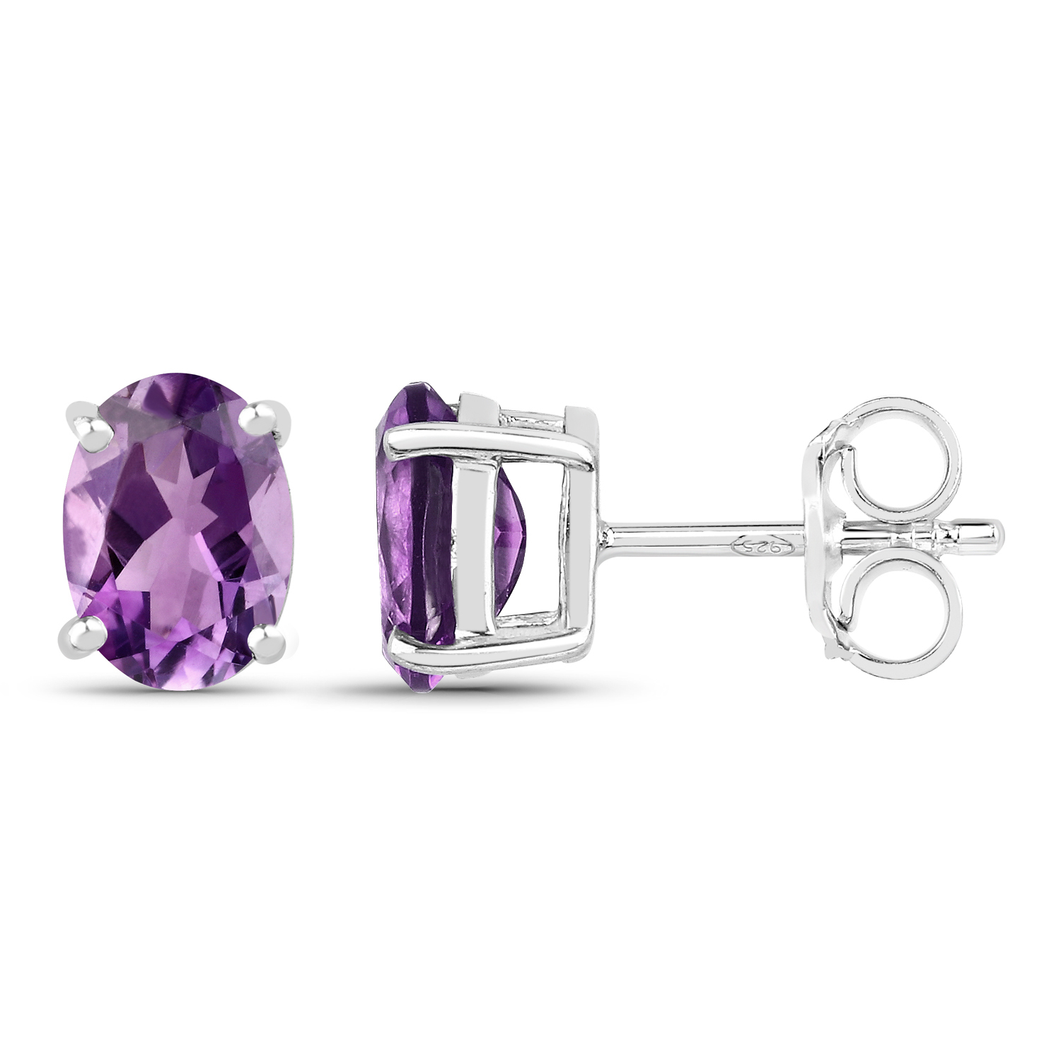 3.22 Carat Genuine Amethyst .925 Sterling Silver Jewelry Set
