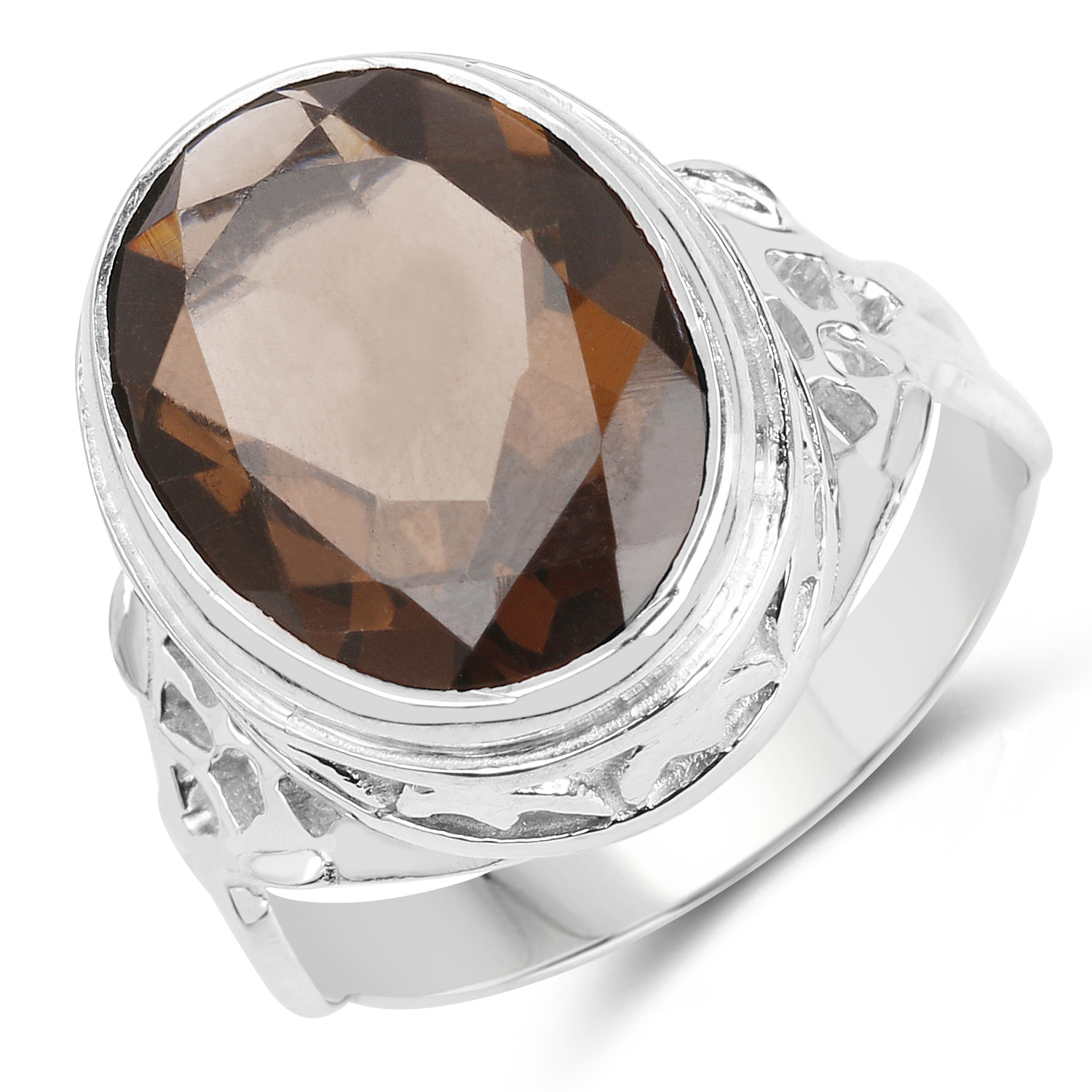 7.80 Carat Genuine Smoky Quartz .925 Sterling Silver Ring