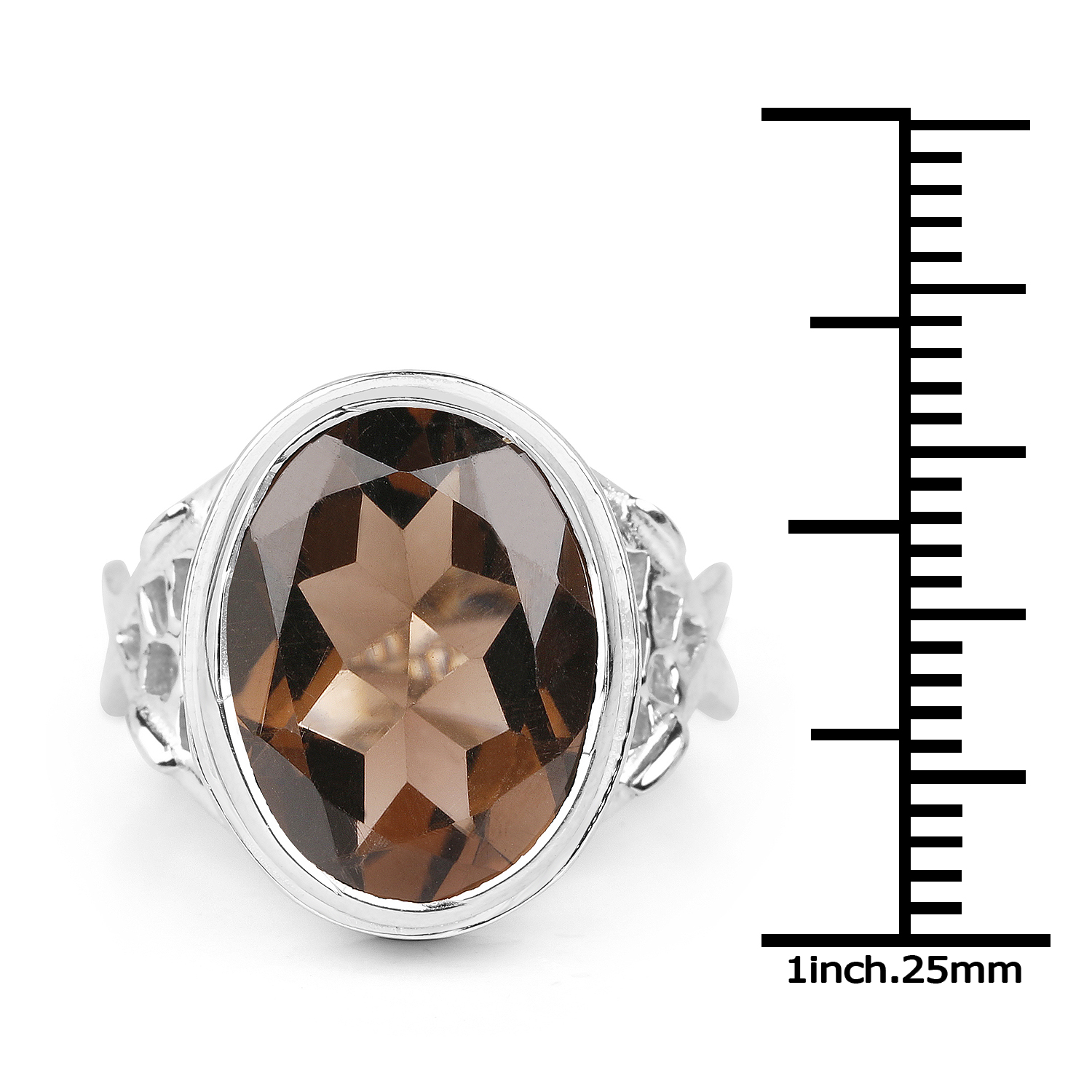 7.80 Carat Genuine Smoky Quartz .925 Sterling Silver Ring