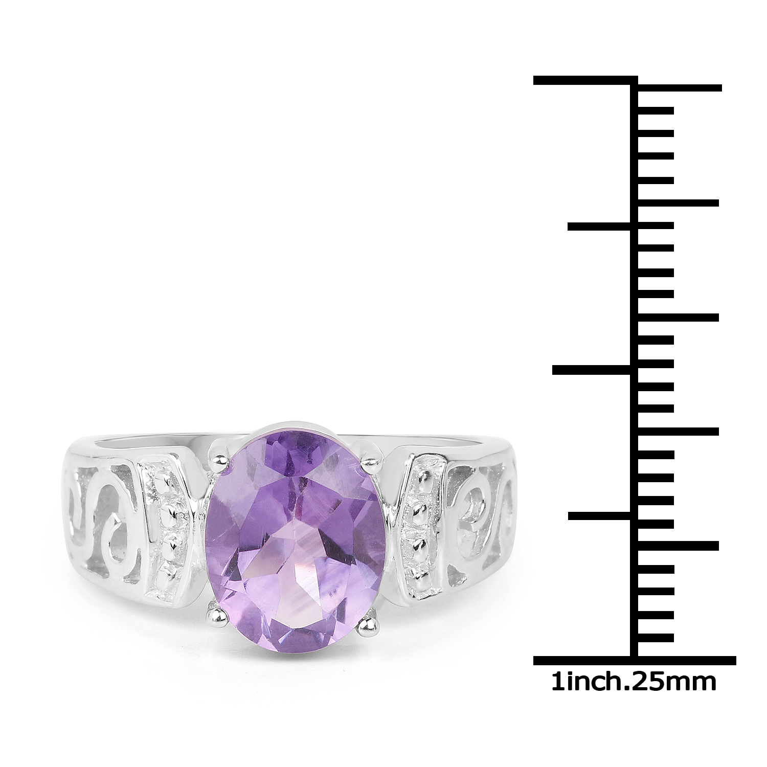 2.64 Carat Genuine Amethyst .925 Sterling Silver Ring