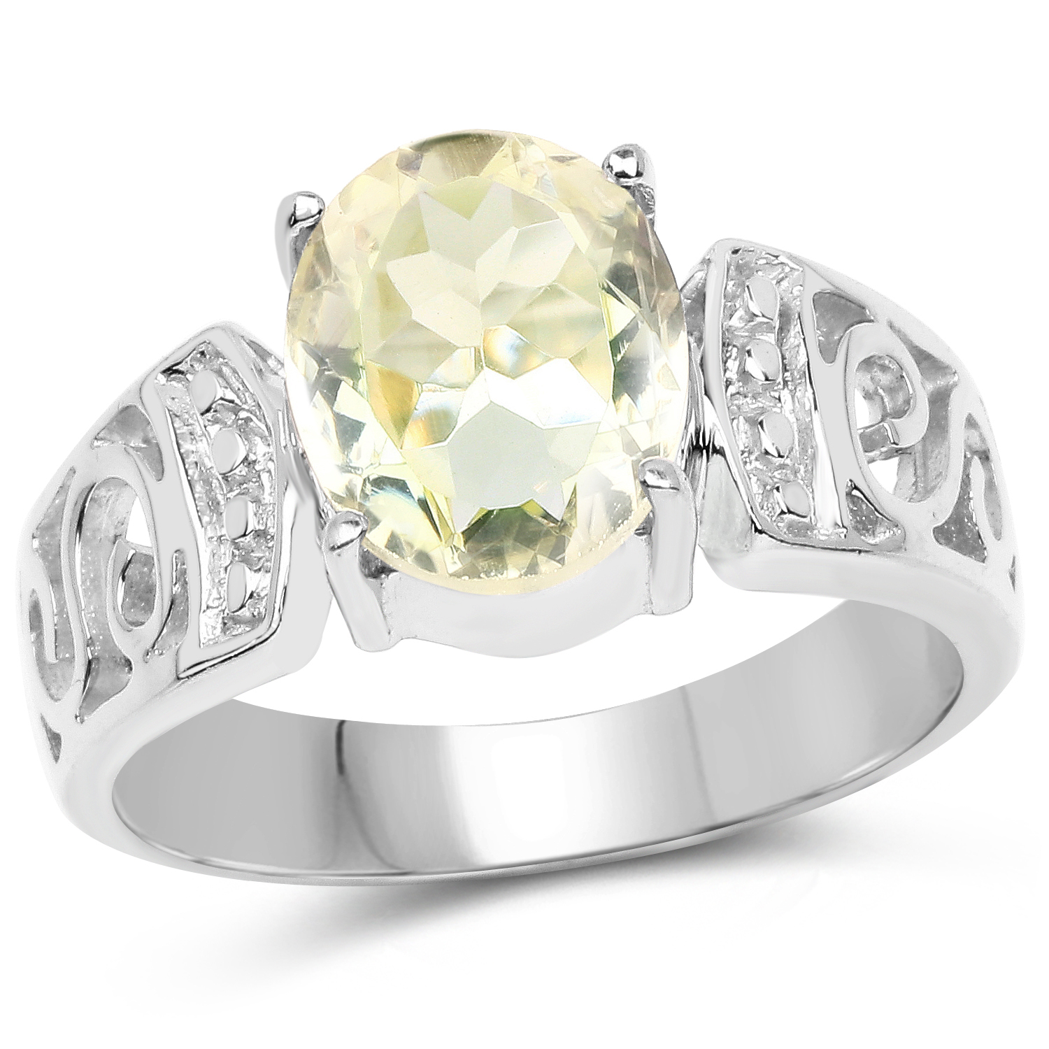 2.80 Carat Genuine Lemon Quartz .925 Sterling Silver Ring