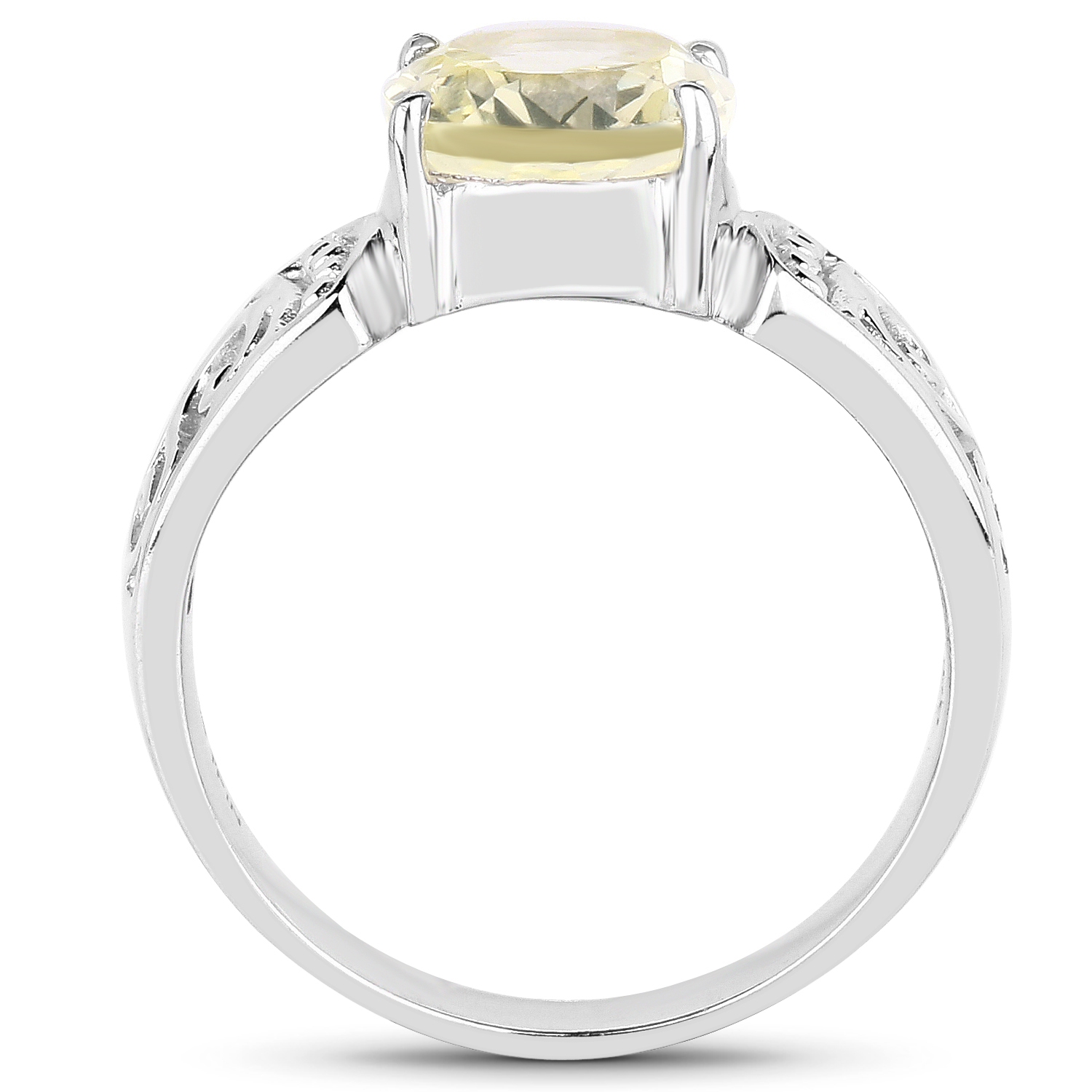 2.80 Carat Genuine Lemon Quartz .925 Sterling Silver Ring