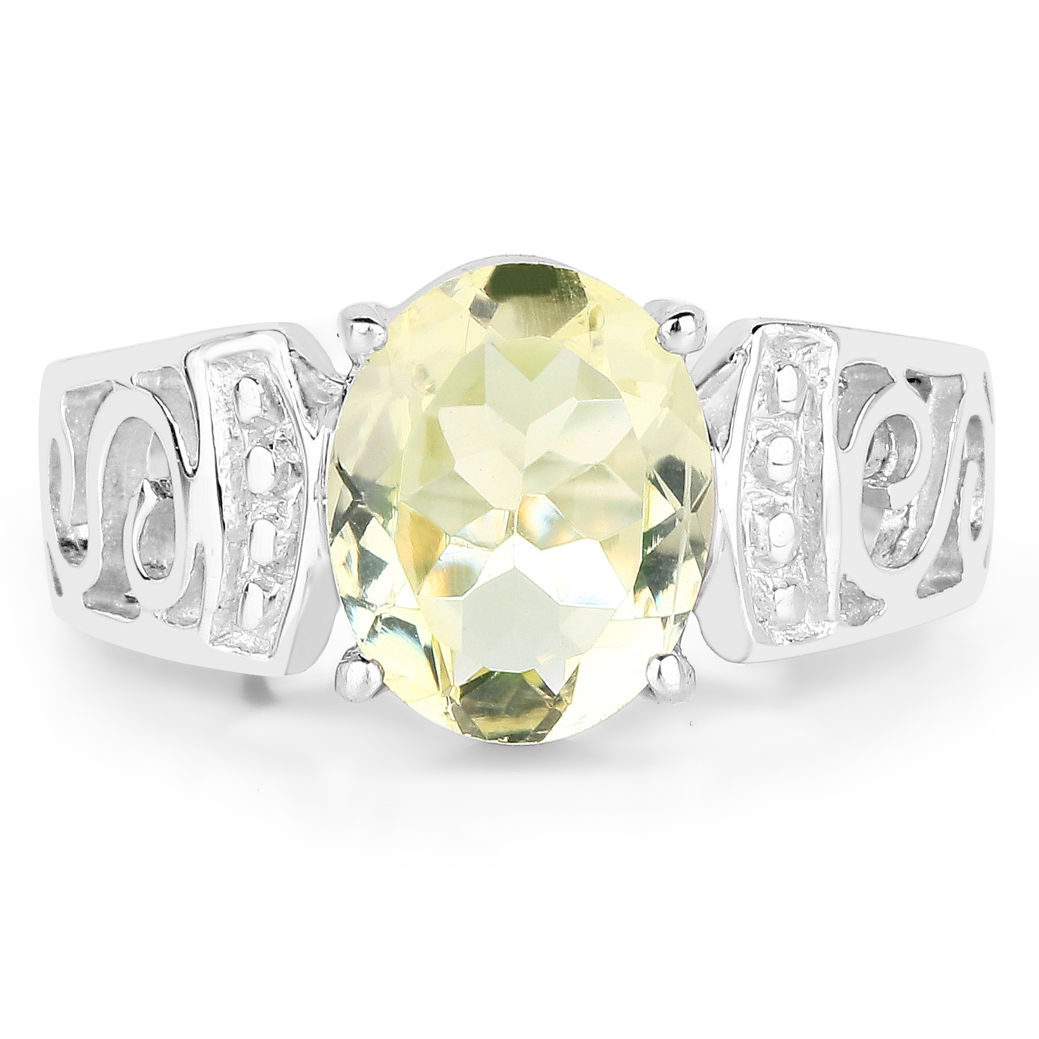 2.80 Carat Genuine Lemon Quartz .925 Sterling Silver Ring