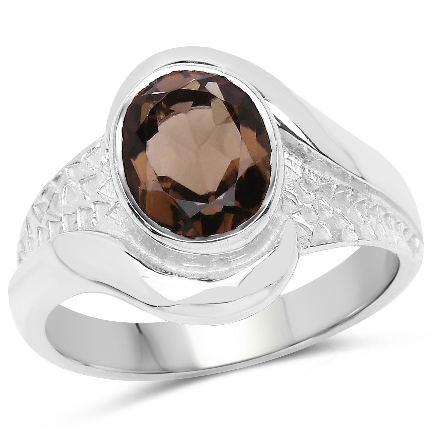 1.74 Carat Genuine Smoky Quartz .925 Sterling Silver Ring