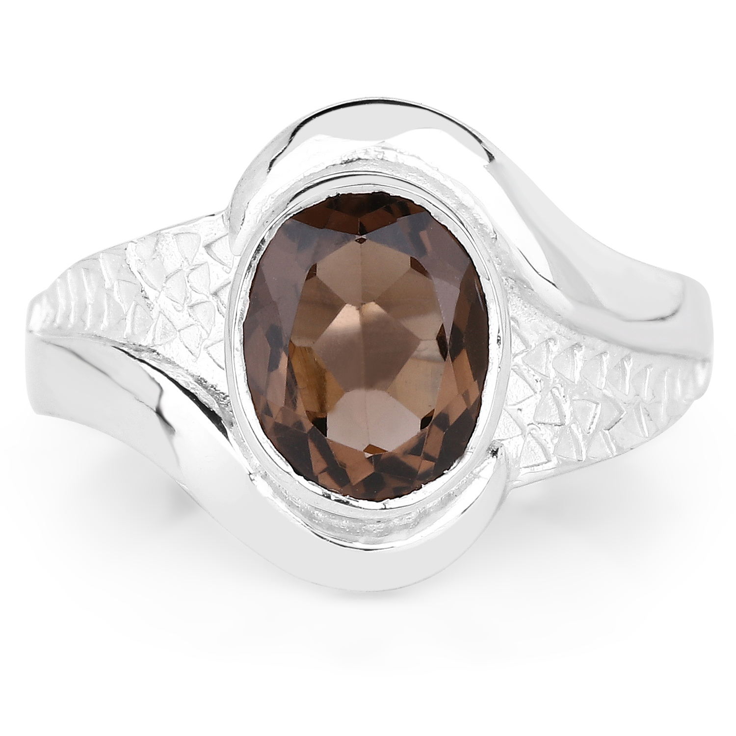 1.74 Carat Genuine Smoky Quartz .925 Sterling Silver Ring