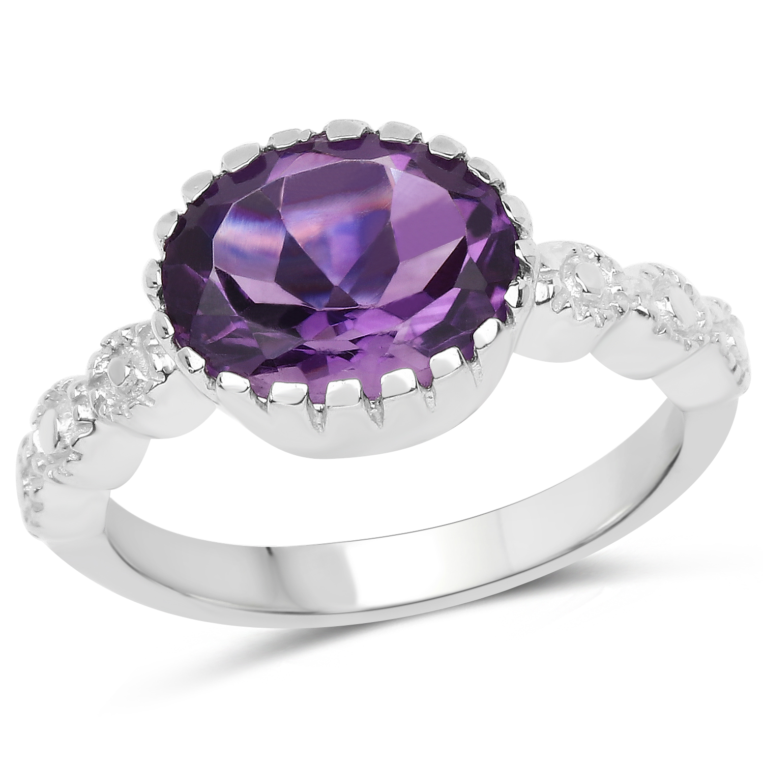 2.15 Carat Genuine Amethyst .925 Sterling Silver Ring