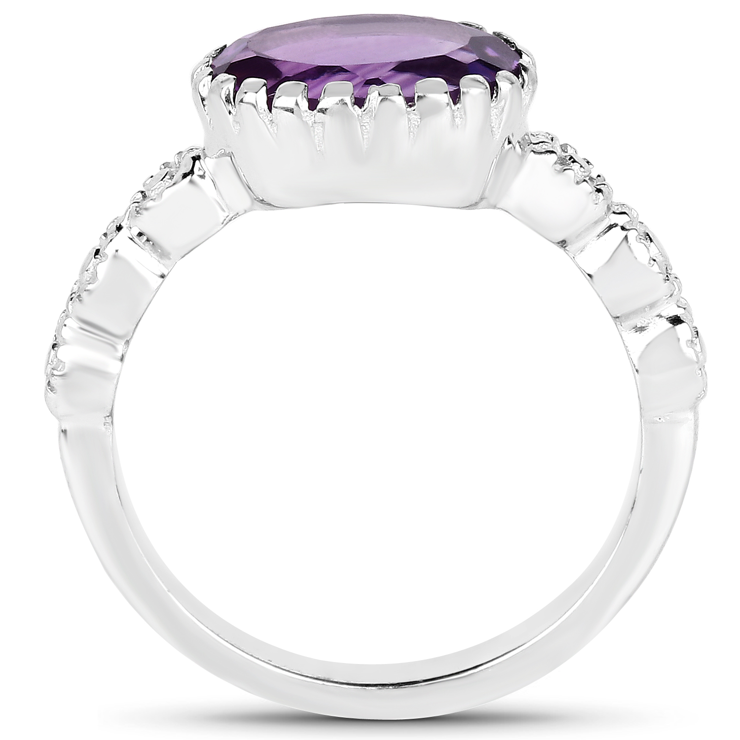 2.15 Carat Genuine Amethyst .925 Sterling Silver Ring
