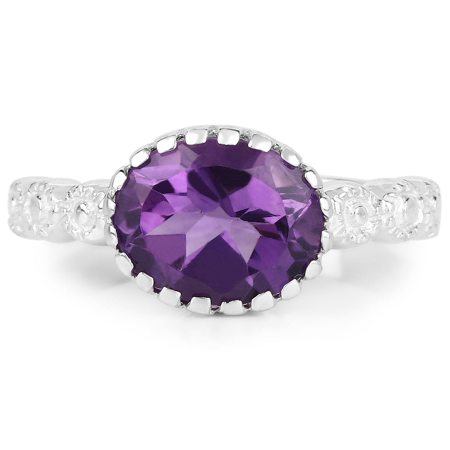 2.15 Carat Genuine Amethyst .925 Sterling Silver Ring