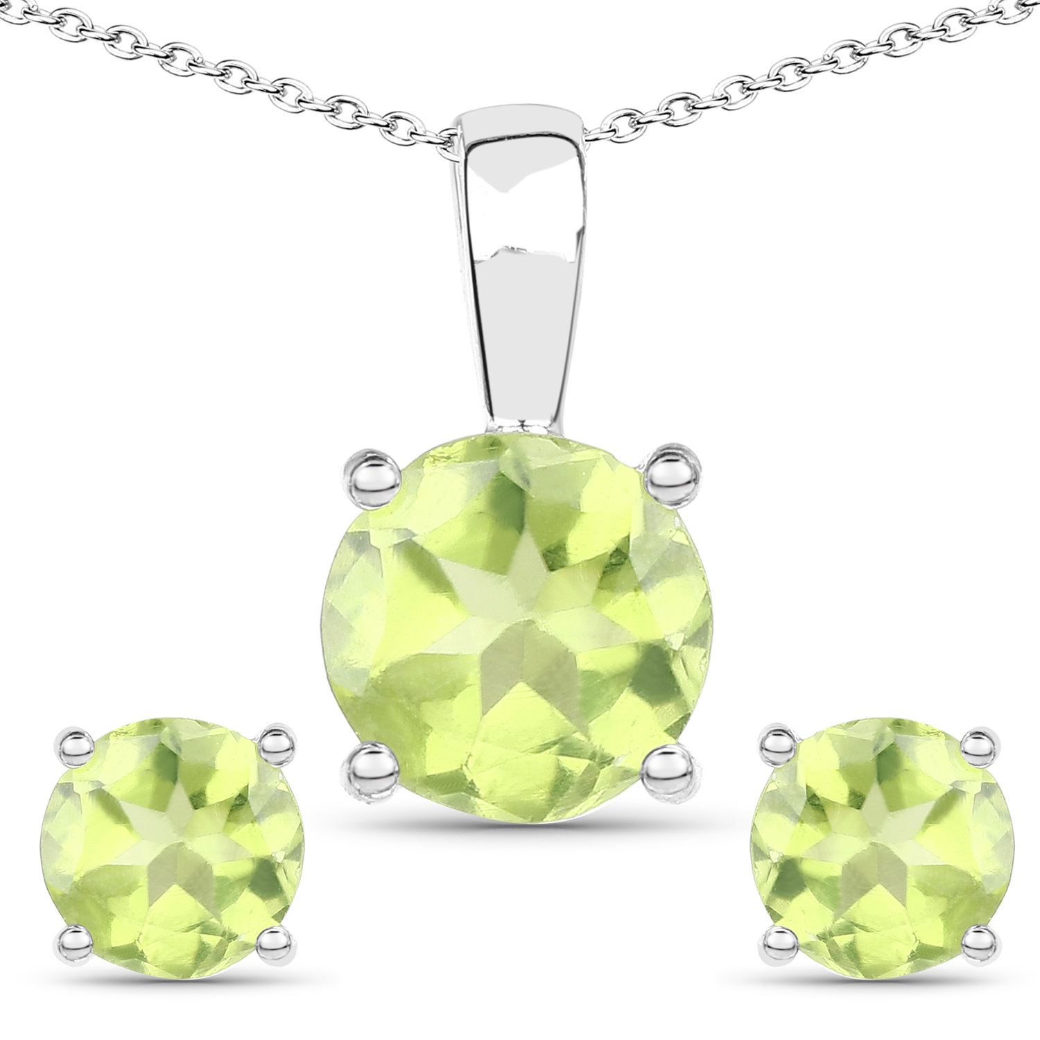 2.27 Carat Genuine Peridot .925 Sterling Silver Jewelry Set