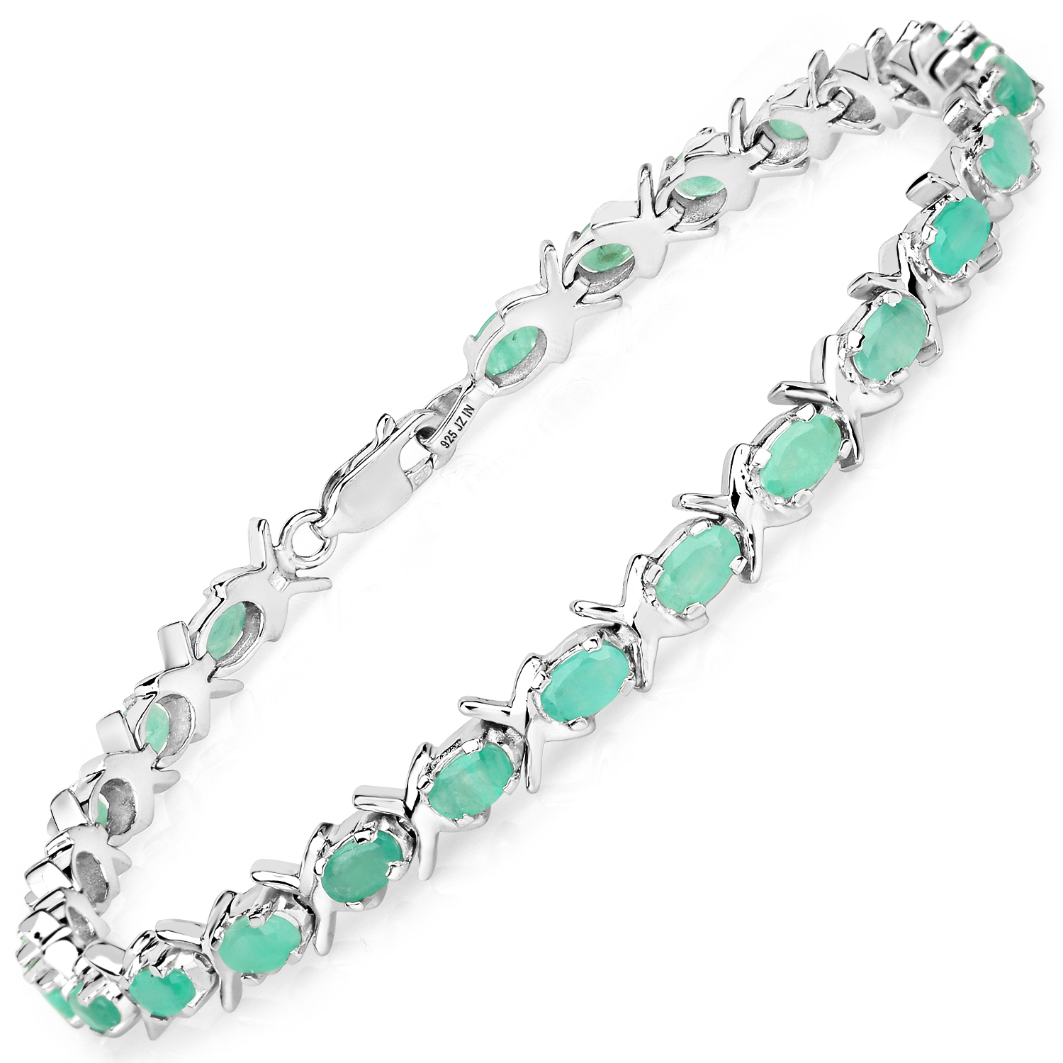 4.60 Carat Genuine Emerald .925 Sterling Silver Bracelets