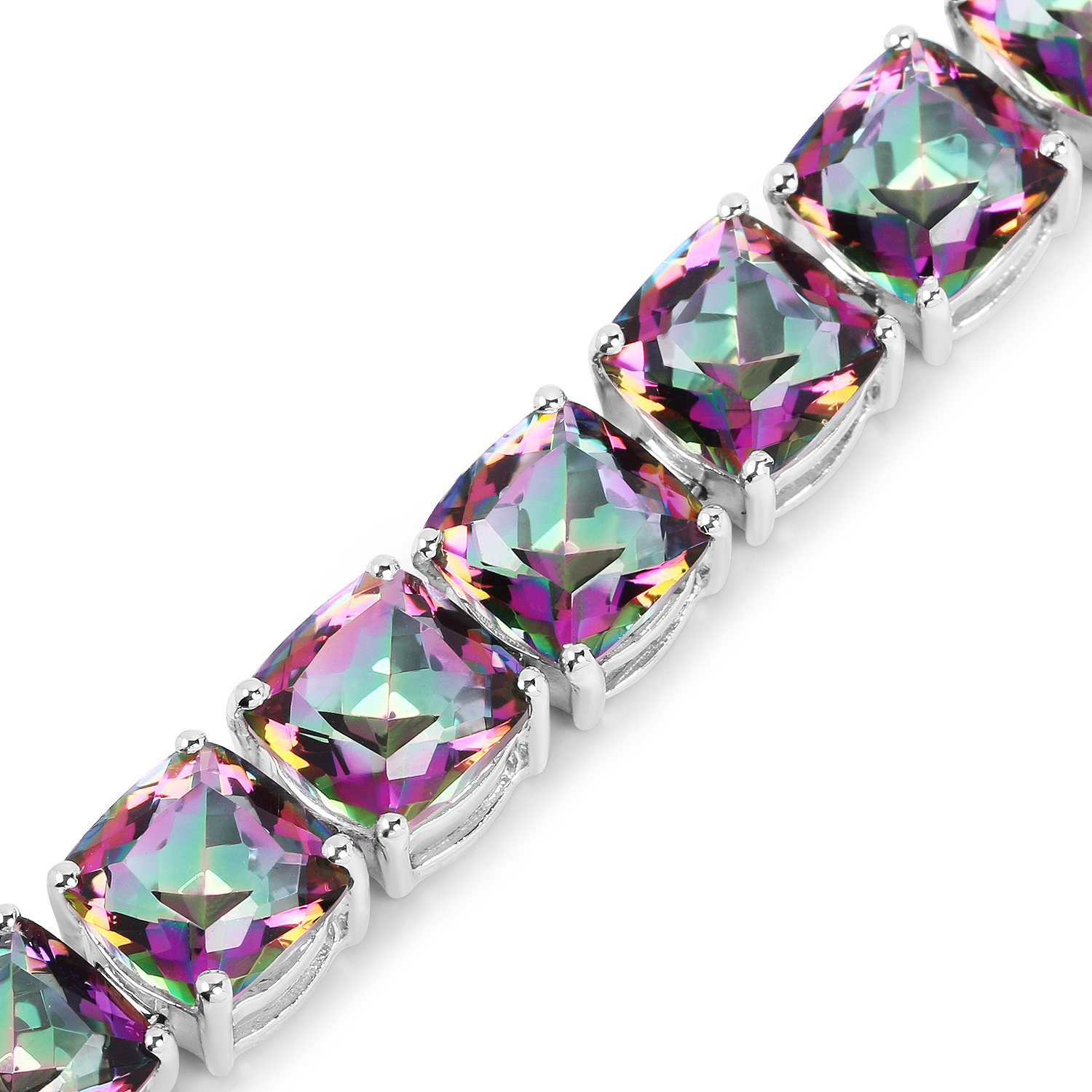 48.93 Carat Genuine Rainbow Quartz Sterling Silver Bracelet