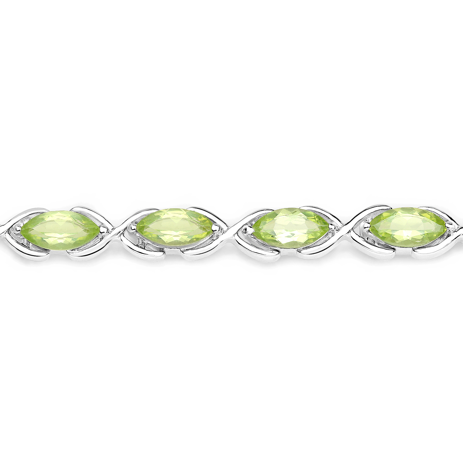 8.16 Carat Genuine Peridot .925 Sterling Silver Bracelet