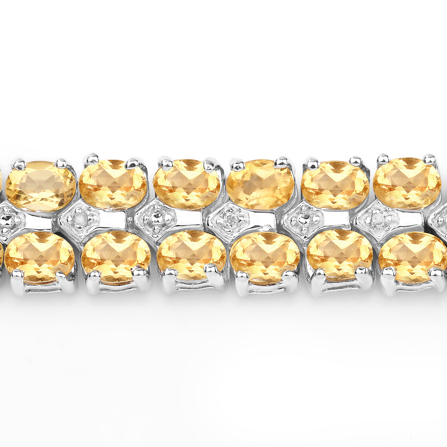 14.52 Carat Genuine Citrine & White Diamond .925 Sterling Silver Bracelet