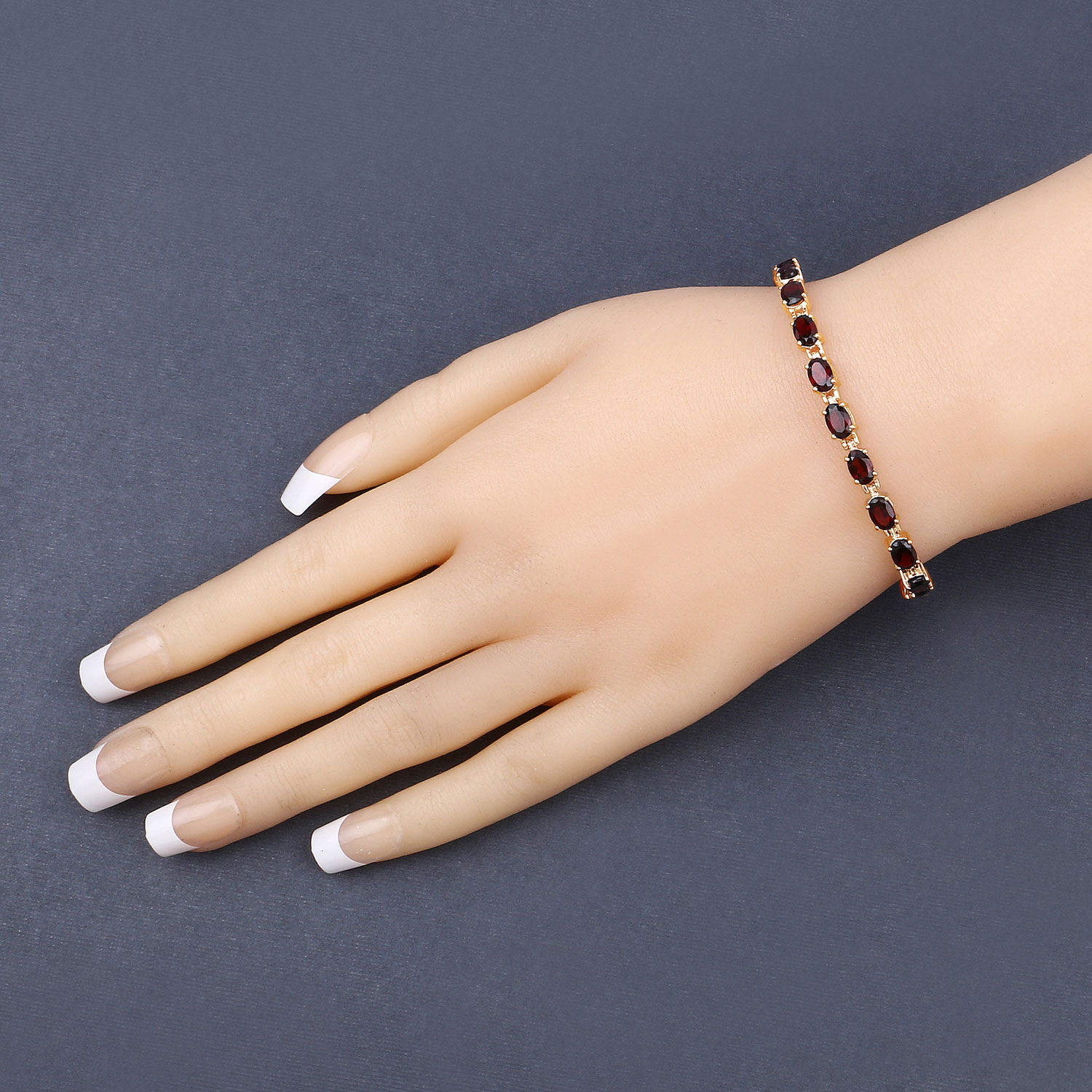 11.22 Carat Genuine Garnet .925 Sterling Silver Bracelet