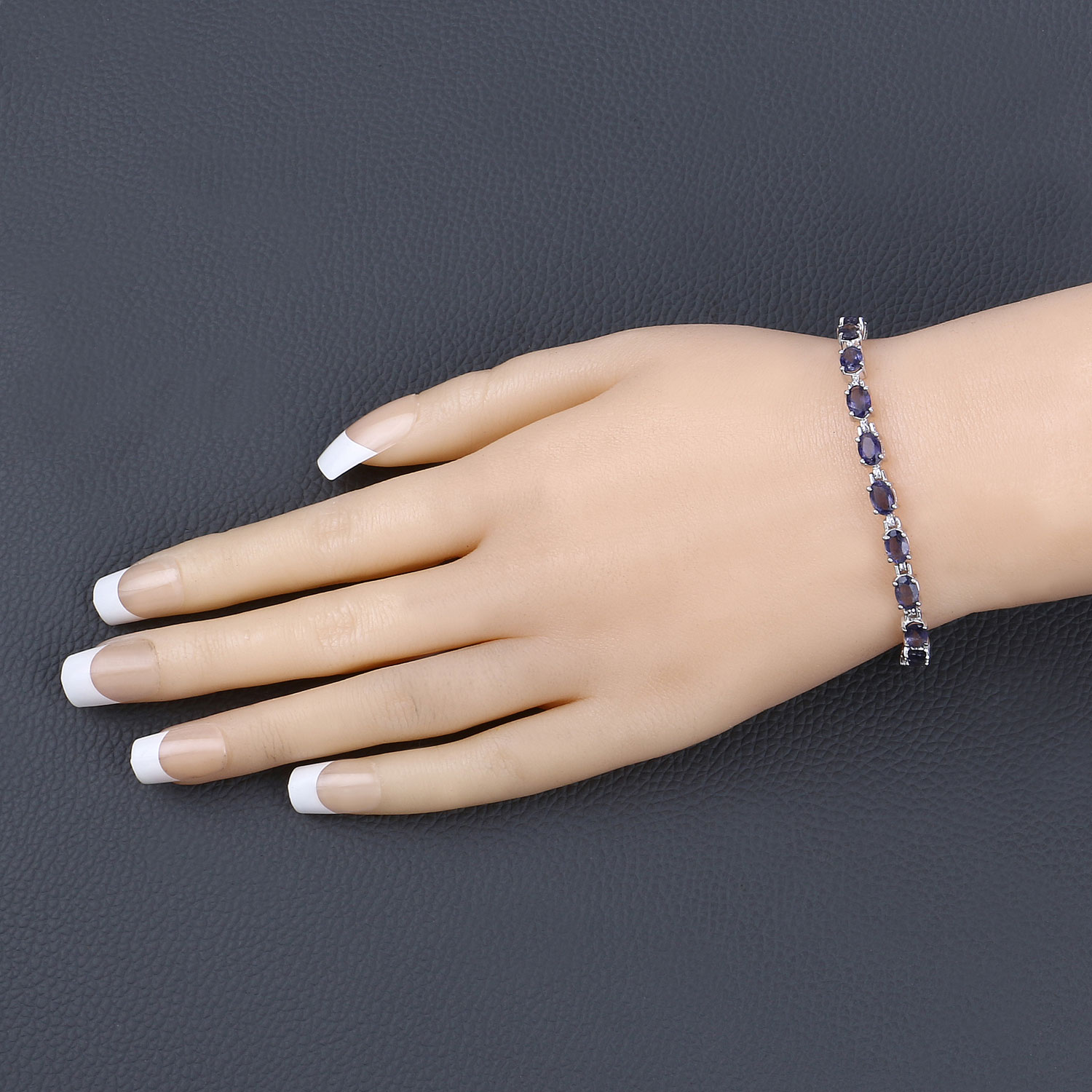 8.61 Carat Genuine Iolite .925 Sterling Silver Bracelet