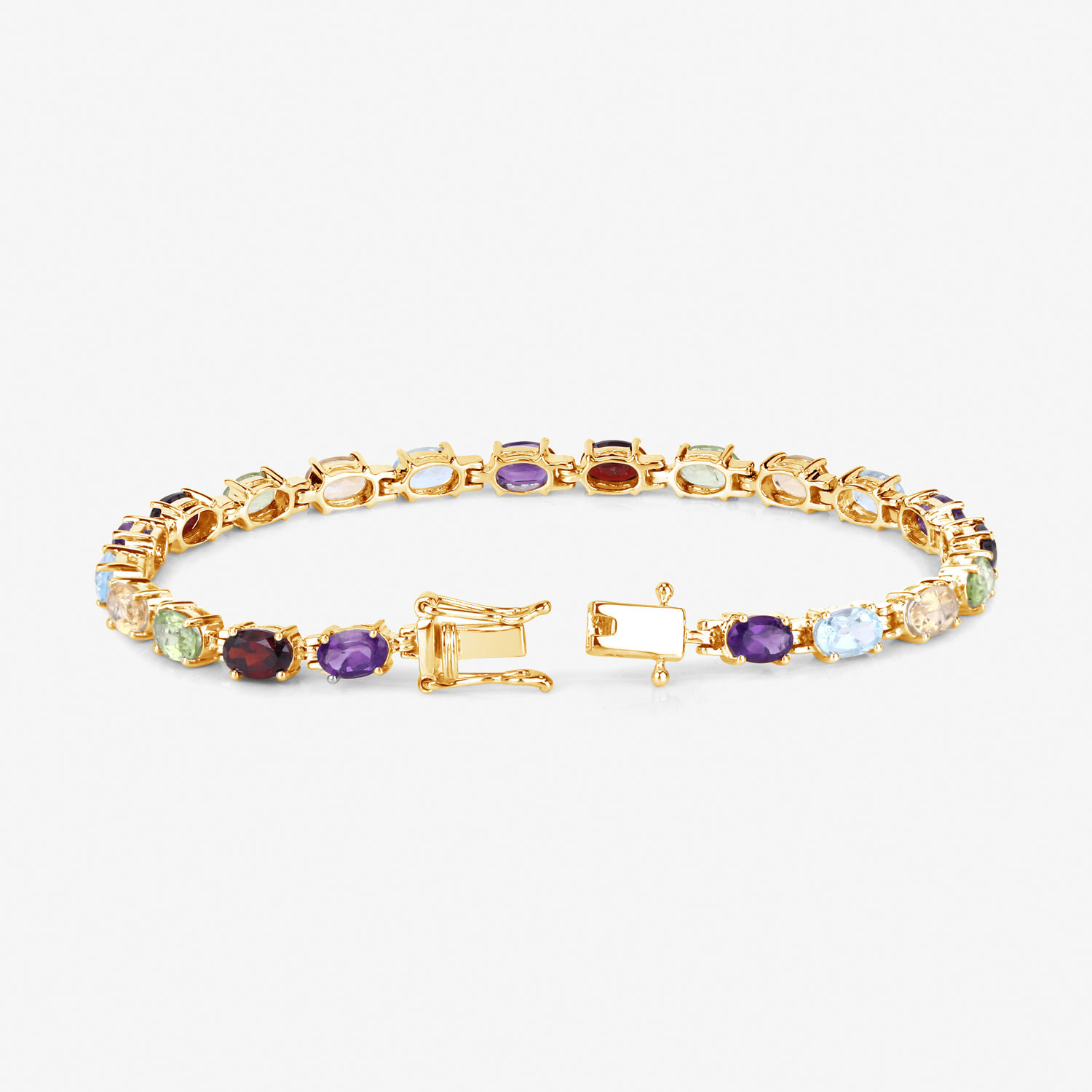 8.96 Carat Genuine Multi Stones .925 Sterling Silver Bracelet