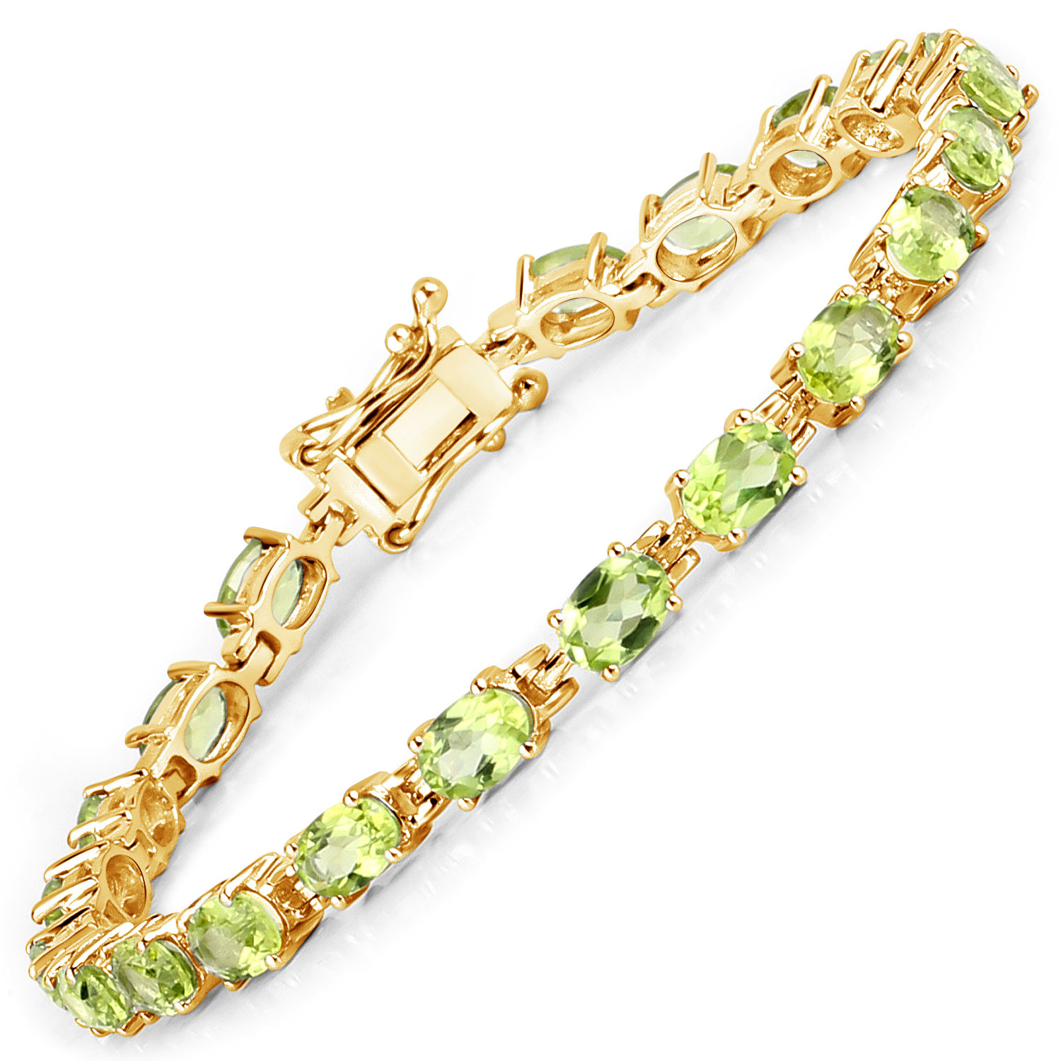 8.61 Carat Genuine Peridot .925 Sterling Silver Bracelet