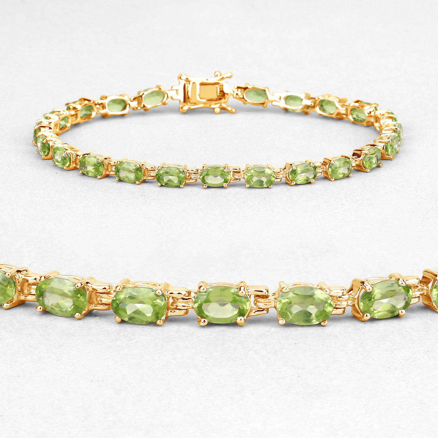 8.61 Carat Genuine Peridot .925 Sterling Silver Bracelet