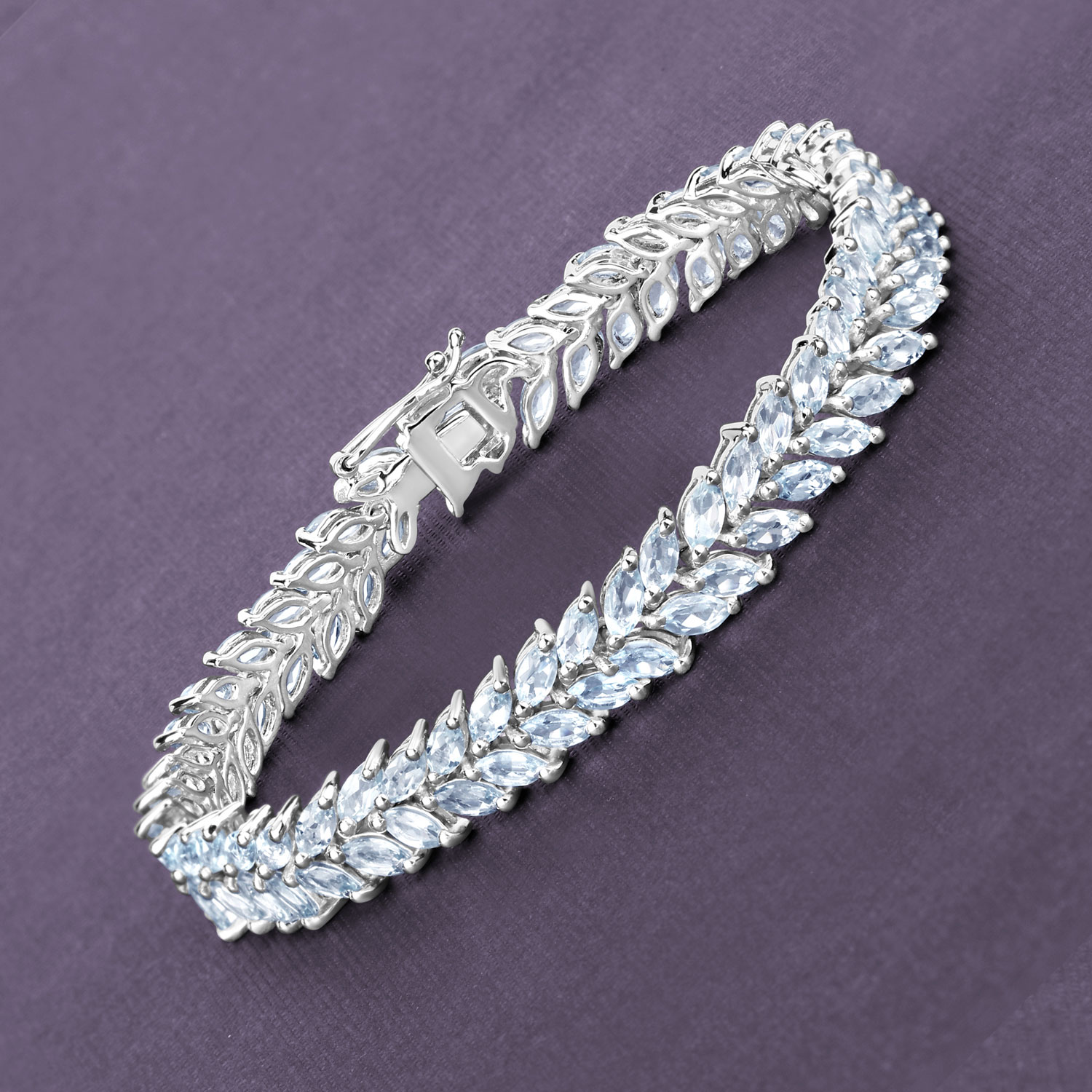 10.34 Carat Genuine Aquamarine .925 Sterling Silver Bracelet