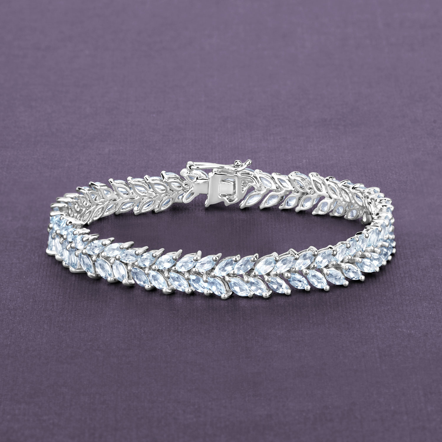 10.34 Carat Genuine Aquamarine .925 Sterling Silver Bracelet