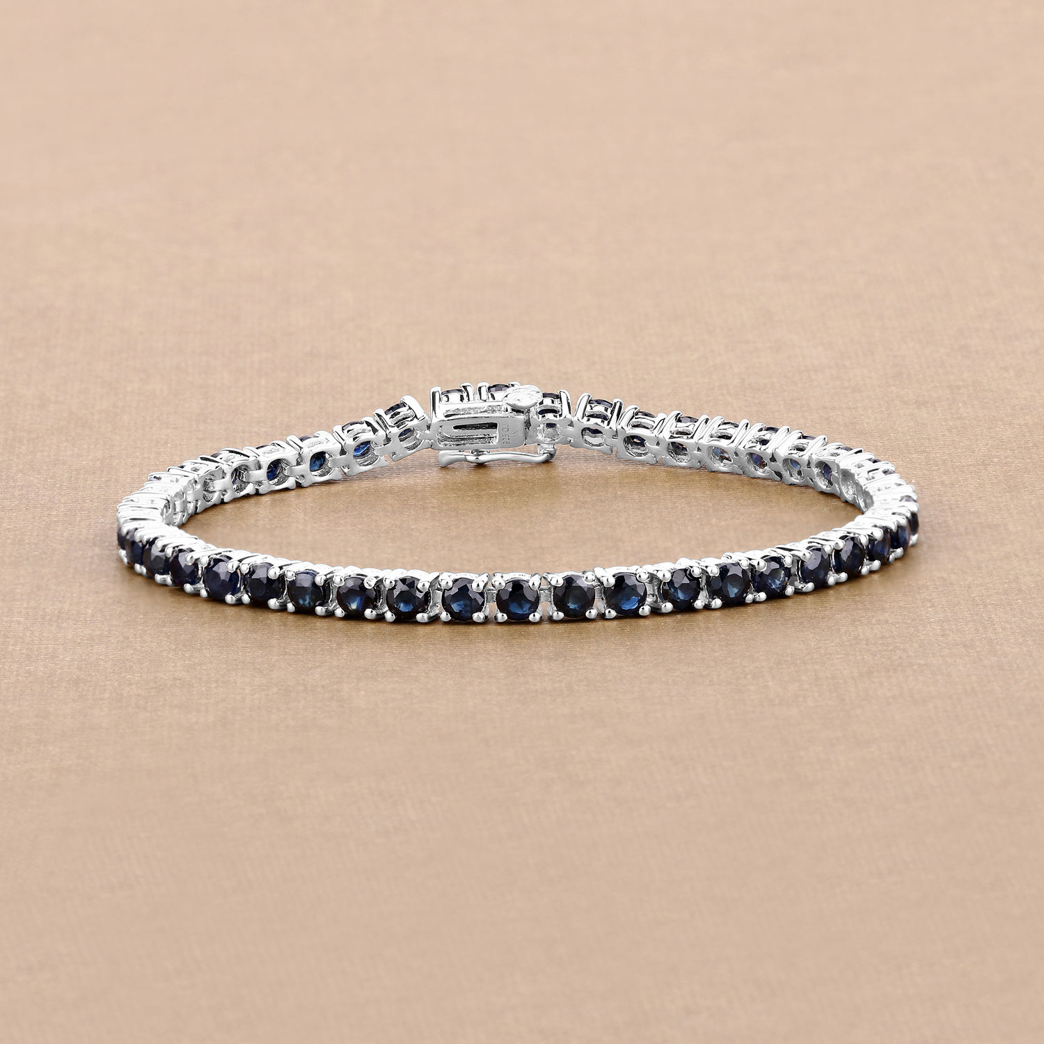 8.36 Carat Genuine Blue Sapphire .925 Sterling Silver Bracelet