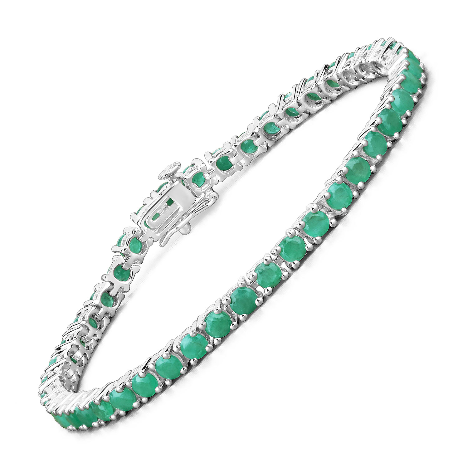 7.48 Carat Genuine Emerald .925 Sterling Silver Bracelet