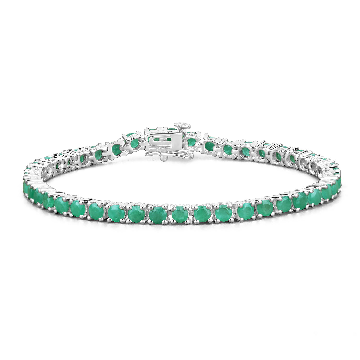 7.48 Carat Genuine Emerald .925 Sterling Silver Bracelet