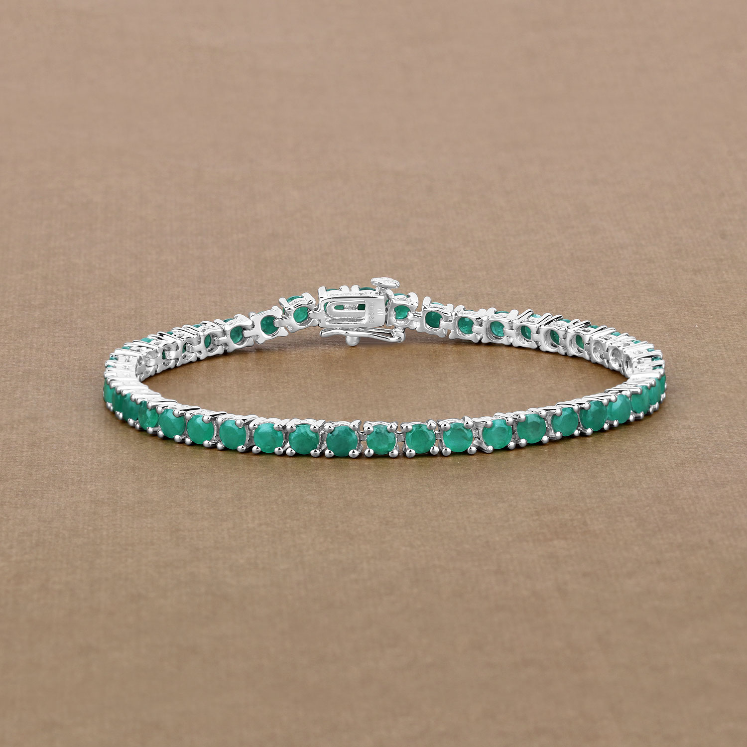 7.48 Carat Genuine Emerald .925 Sterling Silver Bracelet
