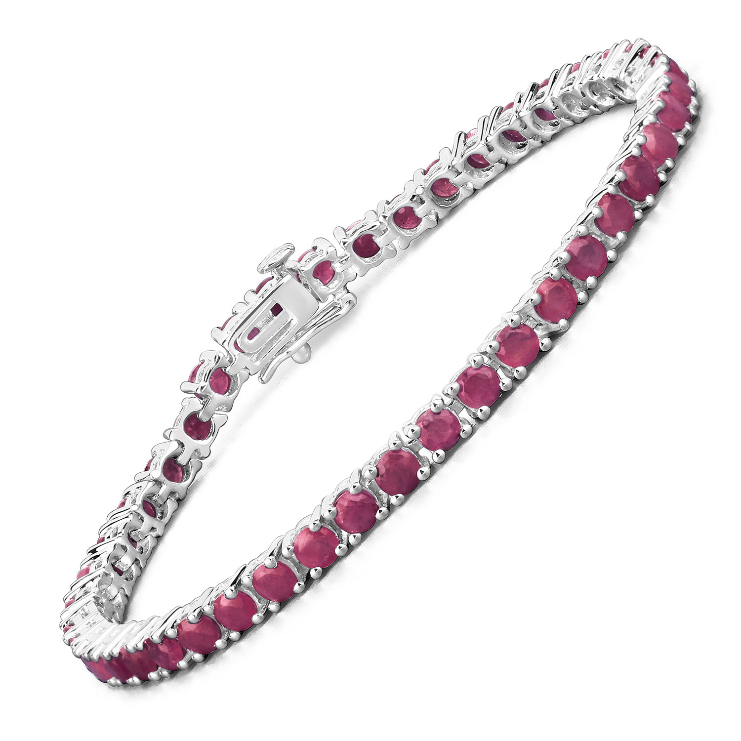 8.80 Carat Genuine Ruby .925 Sterling Silver Bracelet