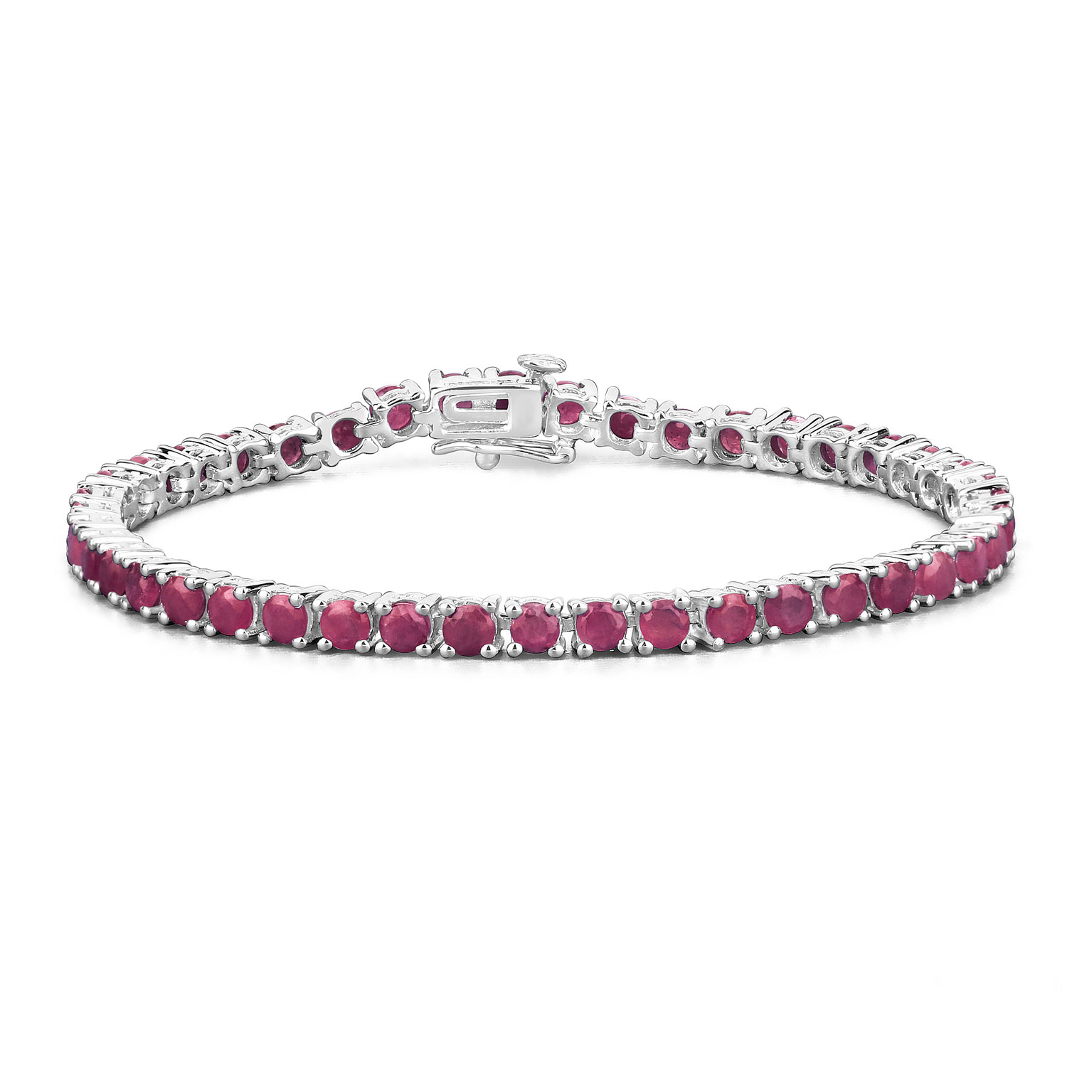 8.80 Carat Genuine Ruby .925 Sterling Silver Bracelet