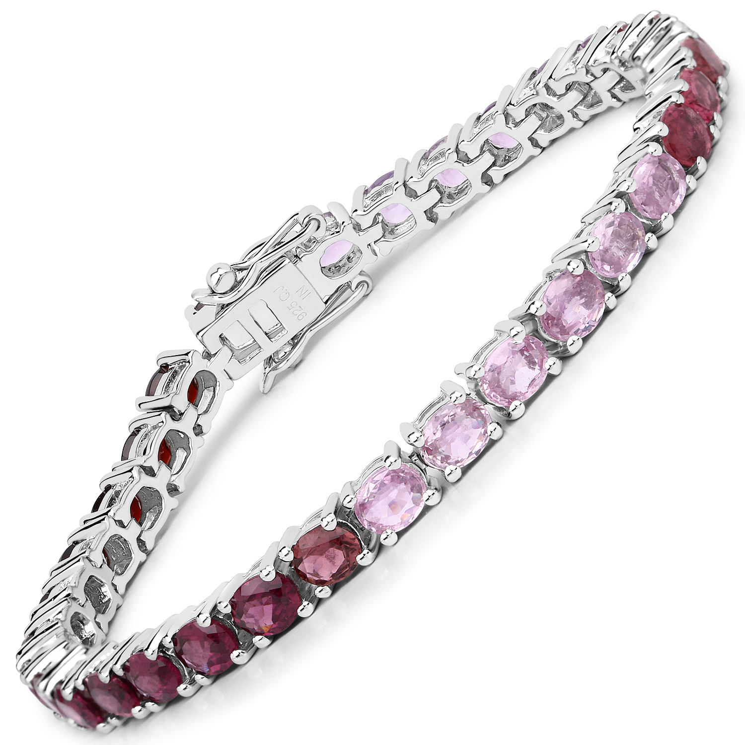 12.45 Carat Genuine Multi Stones .925 Sterling Silver Bracelet