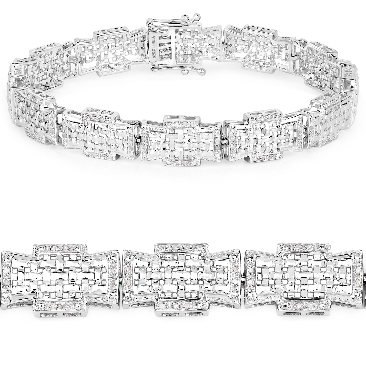 0.48 Carat Genuine White Diamond .925 Sterling Silver Bracelet