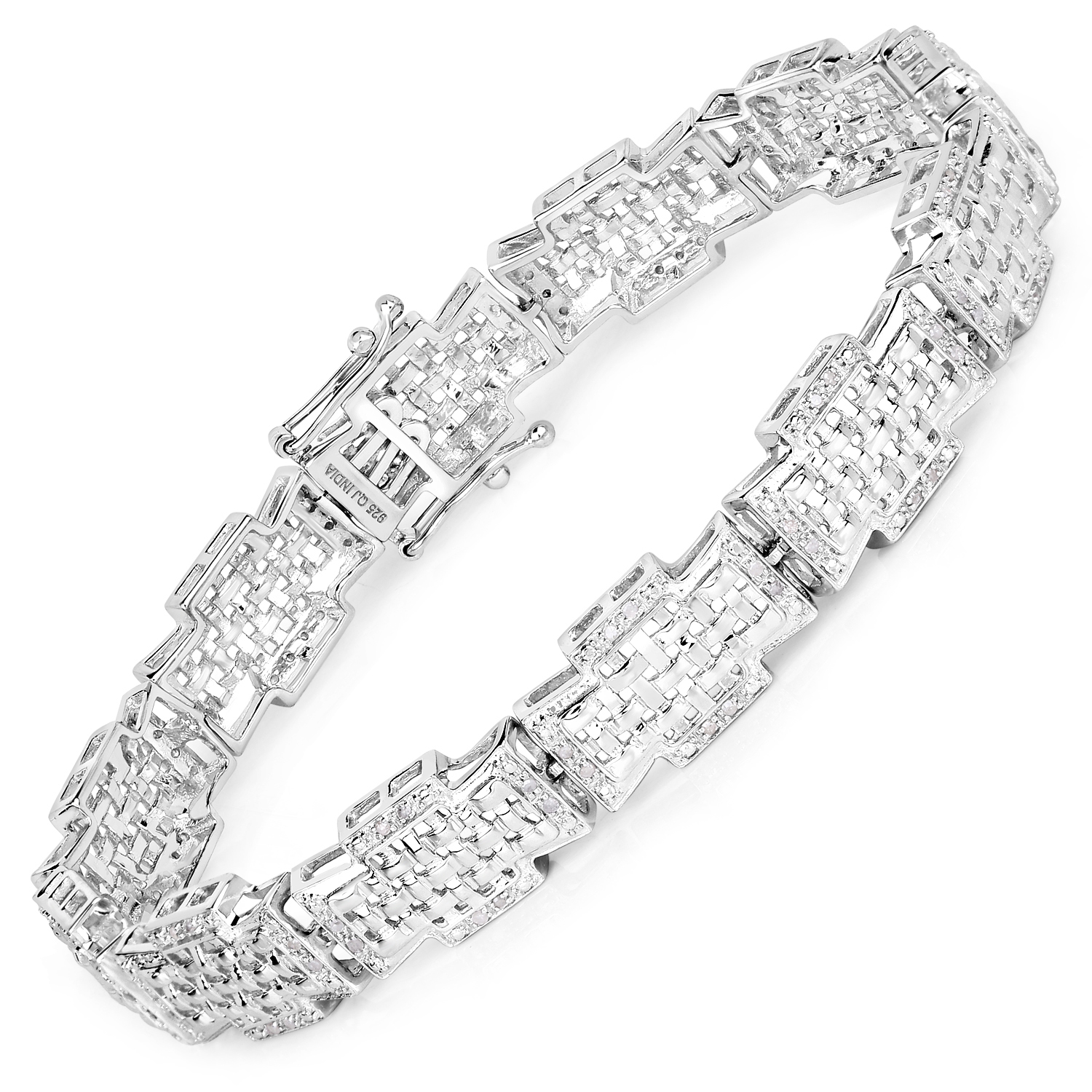 0.48 Carat Genuine White Diamond .925 Sterling Silver Bracelet
