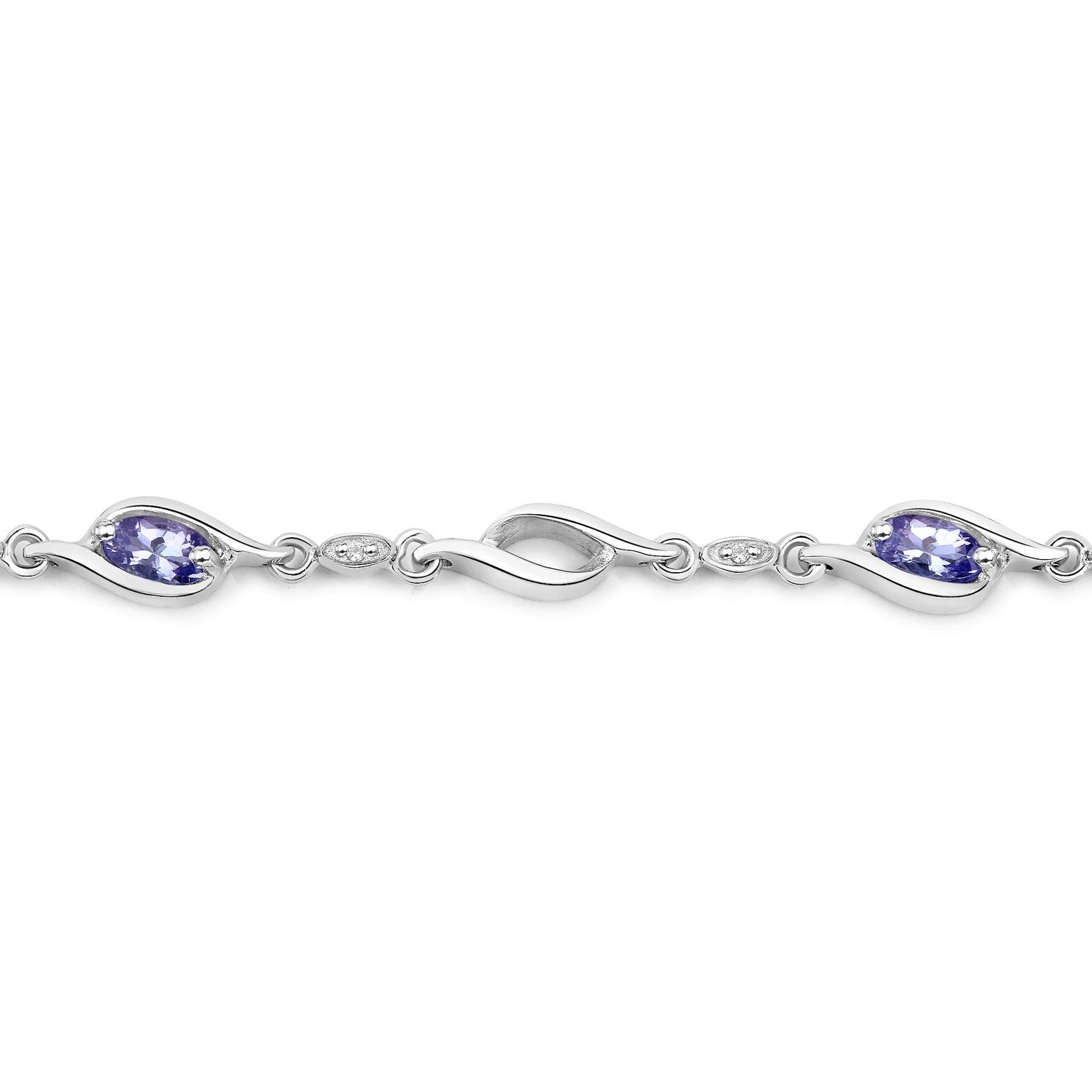 1.08 Carat Genuine Tanzanite and Created White Sapphire .925 Sterling Silver Bracelet