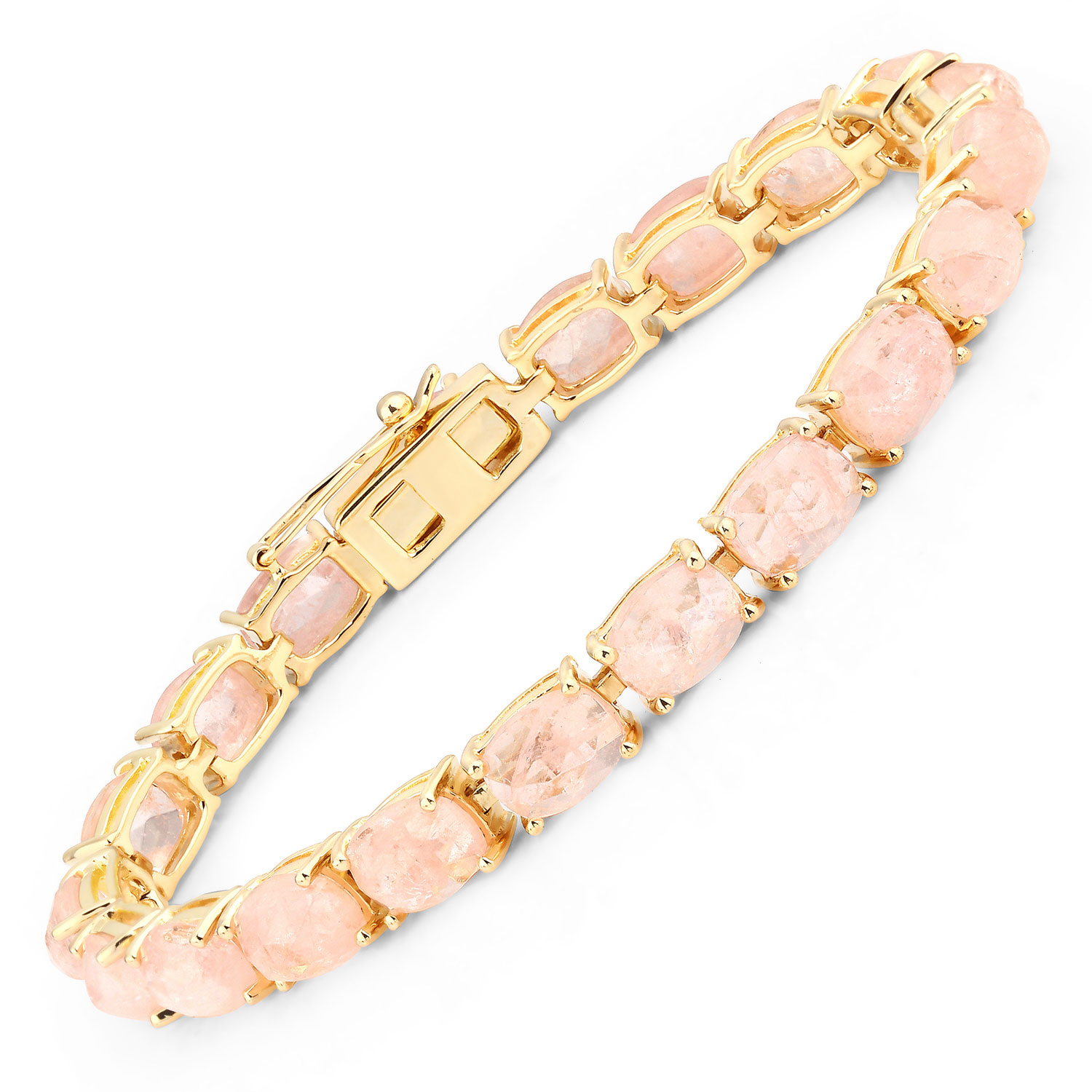 34.50 Carat Genuine Morganite .925 Sterling Silver Bracelet