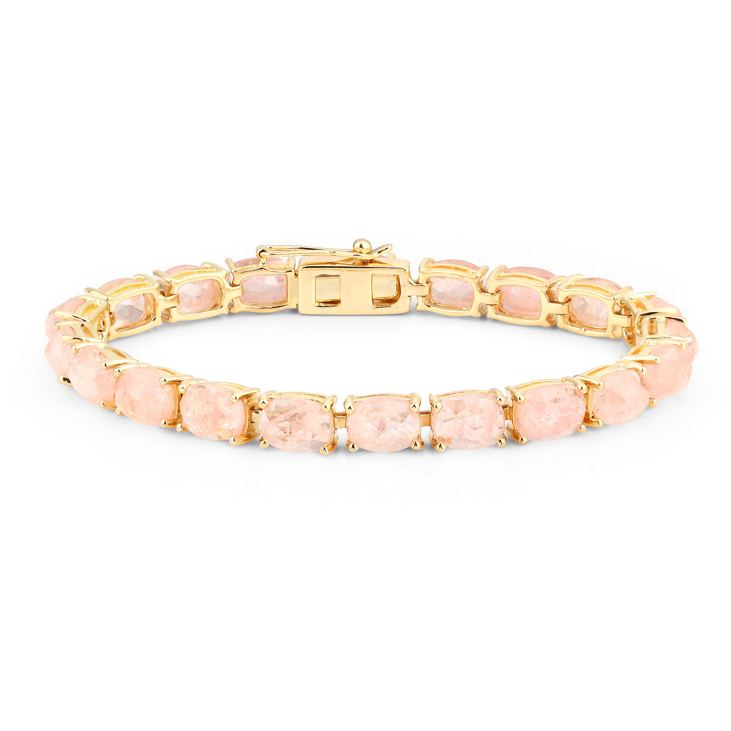 34.50 Carat Genuine Morganite .925 Sterling Silver Bracelet