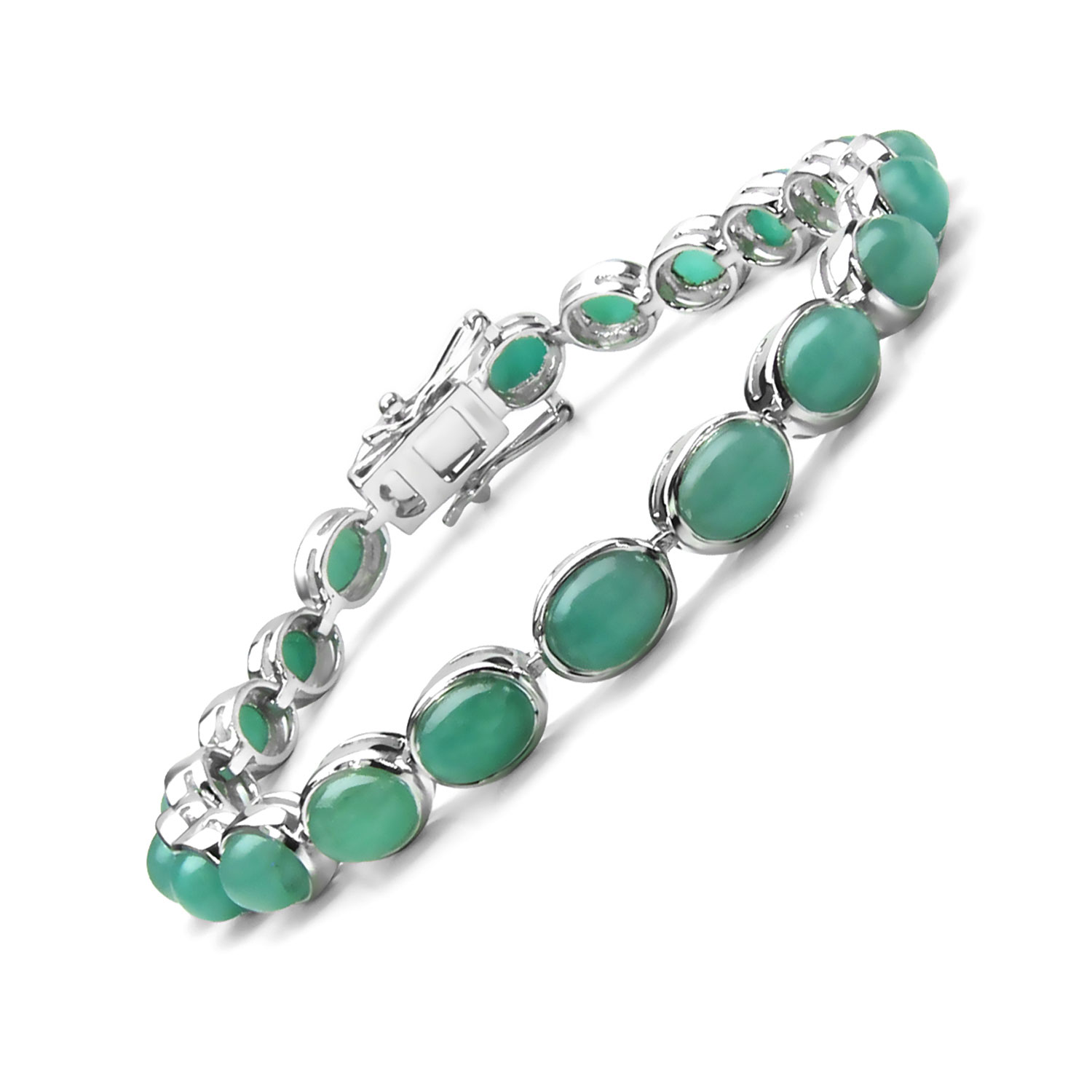 23.10 Carat Genuine Emerald .925 Sterling Silver Bracelet