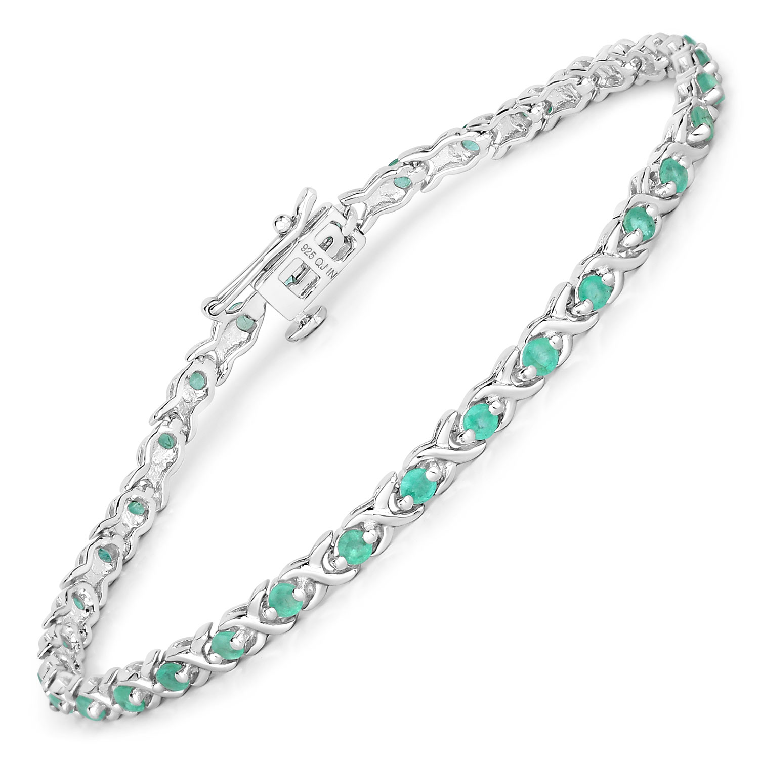 1.82 Carat Genuine Emerald .925 Sterling Silver Bracelet