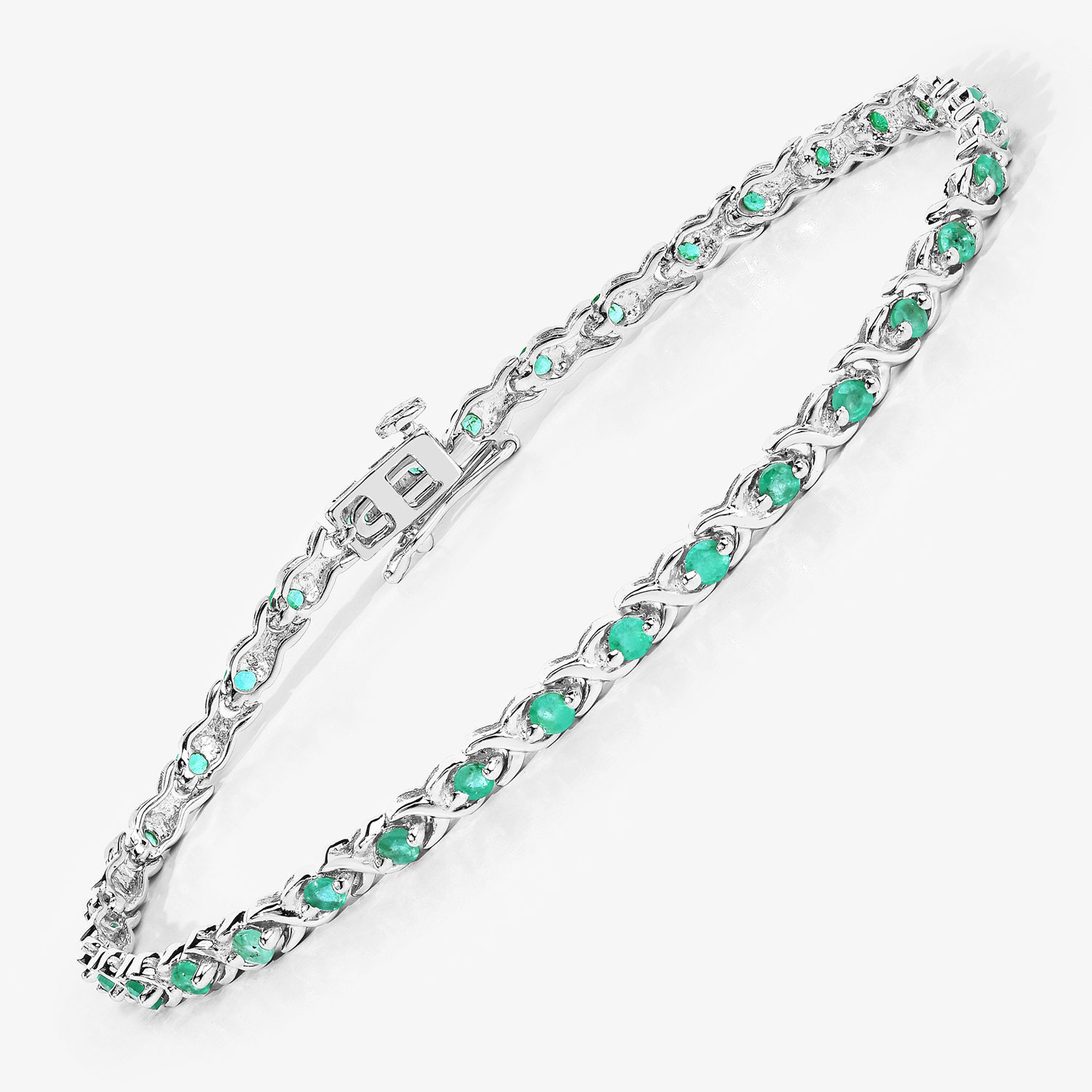 1.82 Carat Genuine Emerald .925 Sterling Silver Bracelet