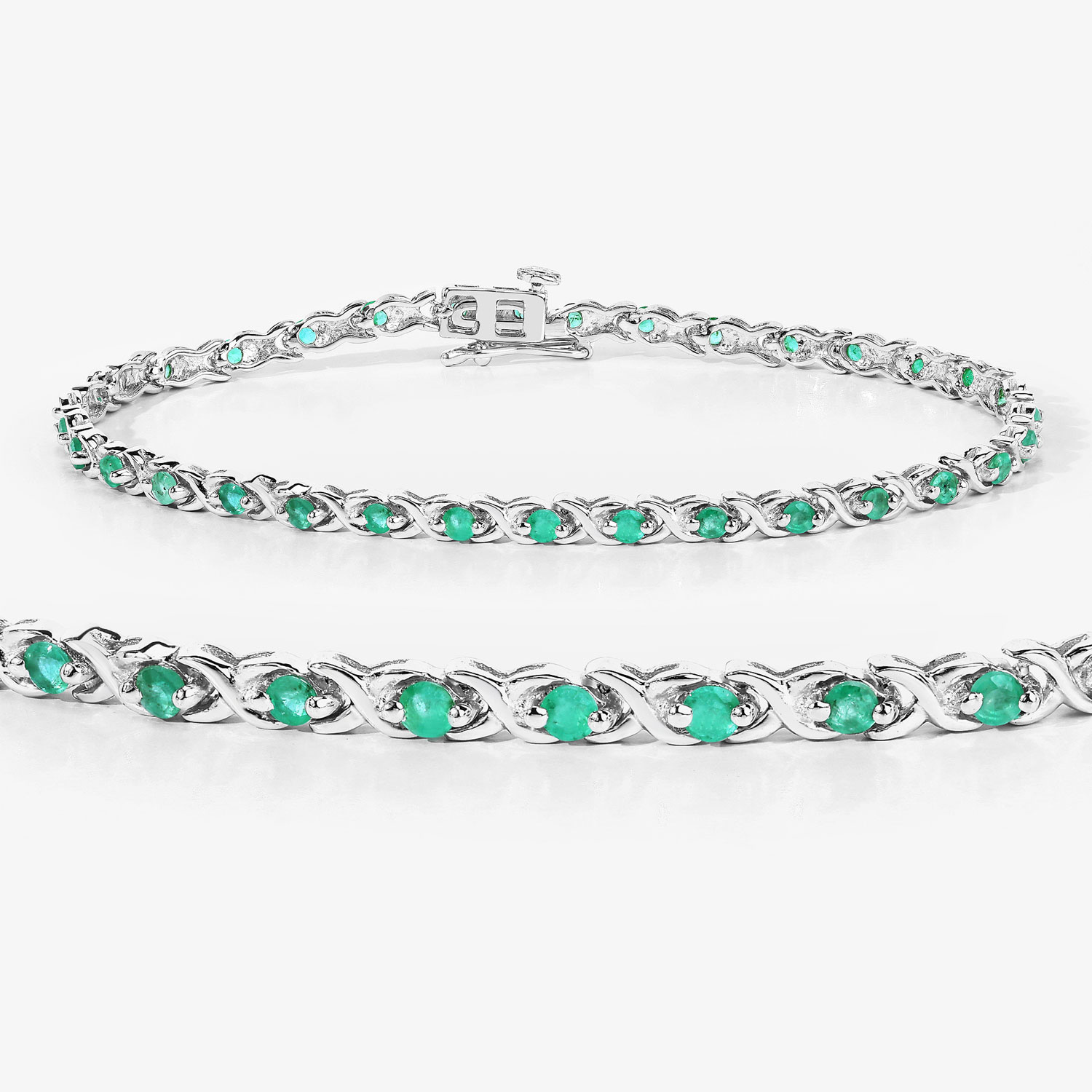 1.82 Carat Genuine Emerald .925 Sterling Silver Bracelet