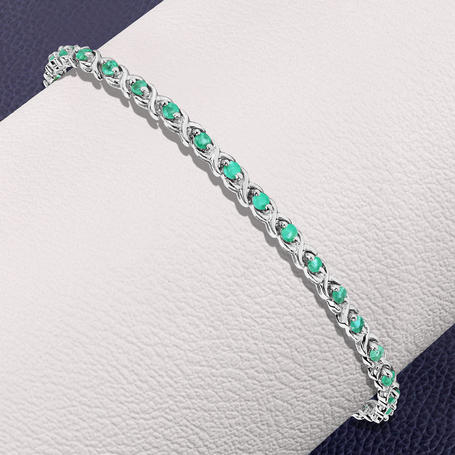1.82 Carat Genuine Emerald .925 Sterling Silver Bracelet