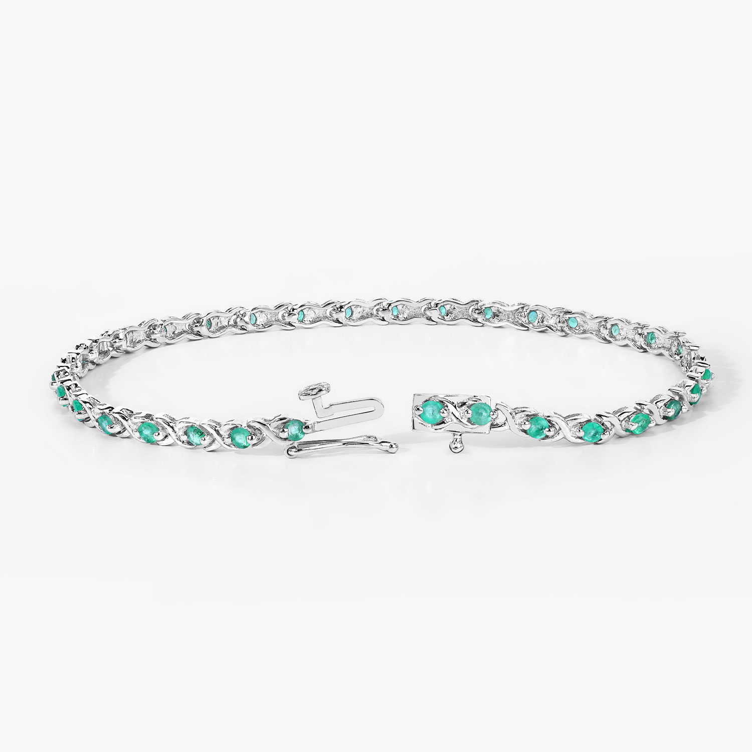 1.82 Carat Genuine Emerald .925 Sterling Silver Bracelet