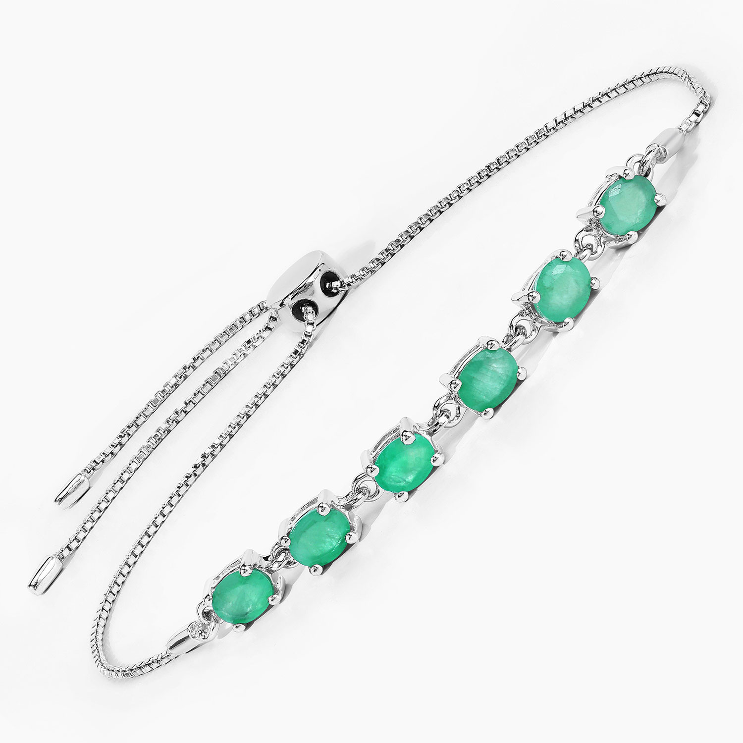 1.68 Carat Genuine Emerald .925 Sterling Silver Bracelet
